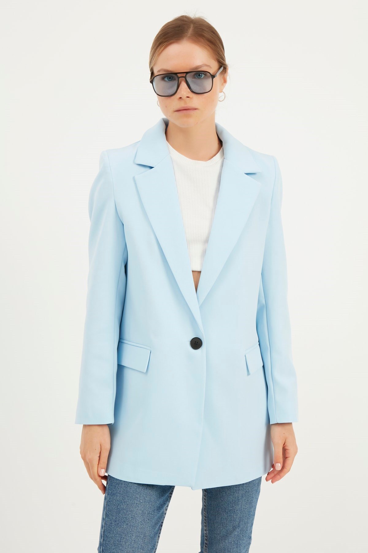 Kadın Gök Mavi Blazer Ceket