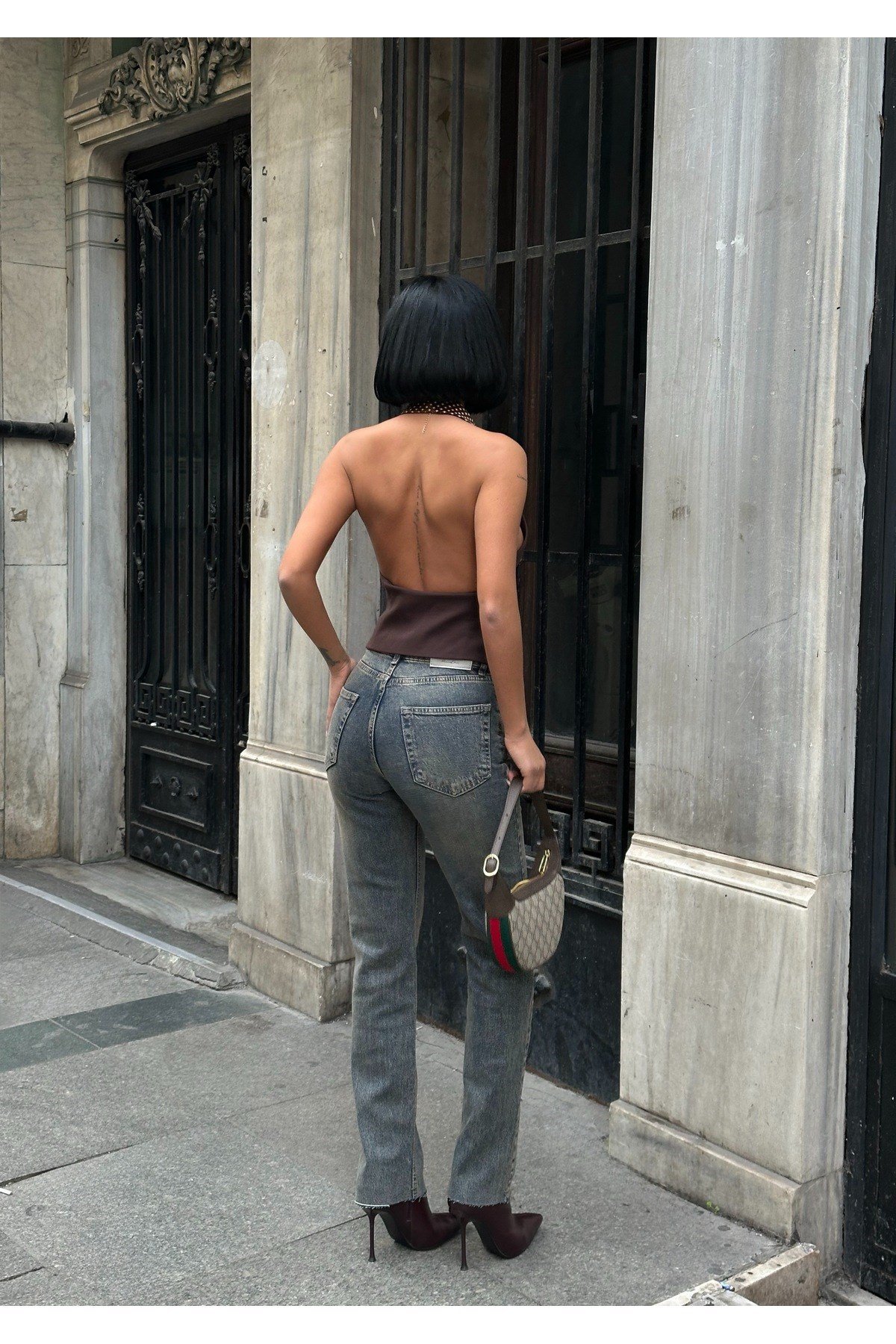 Kadın Jean Yüksek Bel Boyfit Likralı Esnek Kot Pantolon