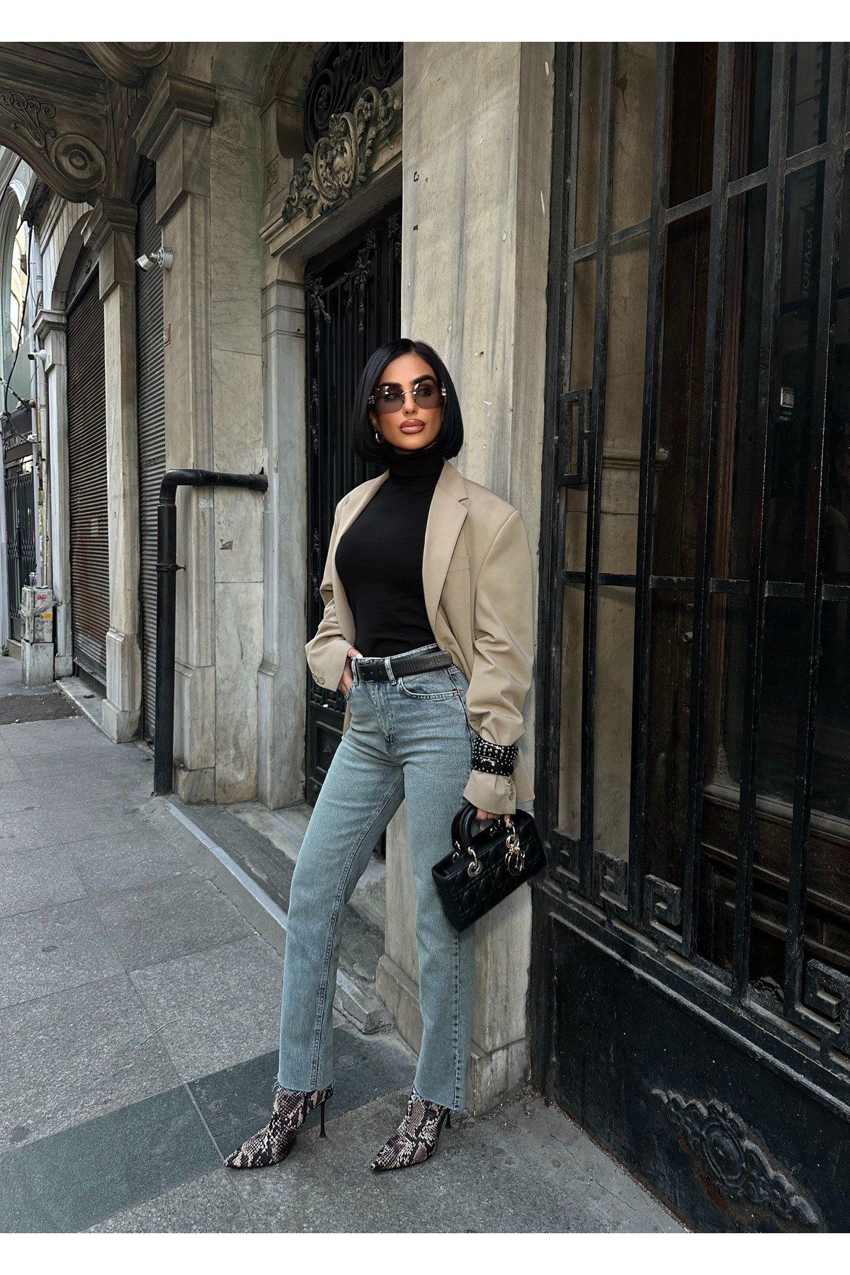 Kadın Jean Yüksek Bel Boyfit Likralı Esnek Kot Pantolon