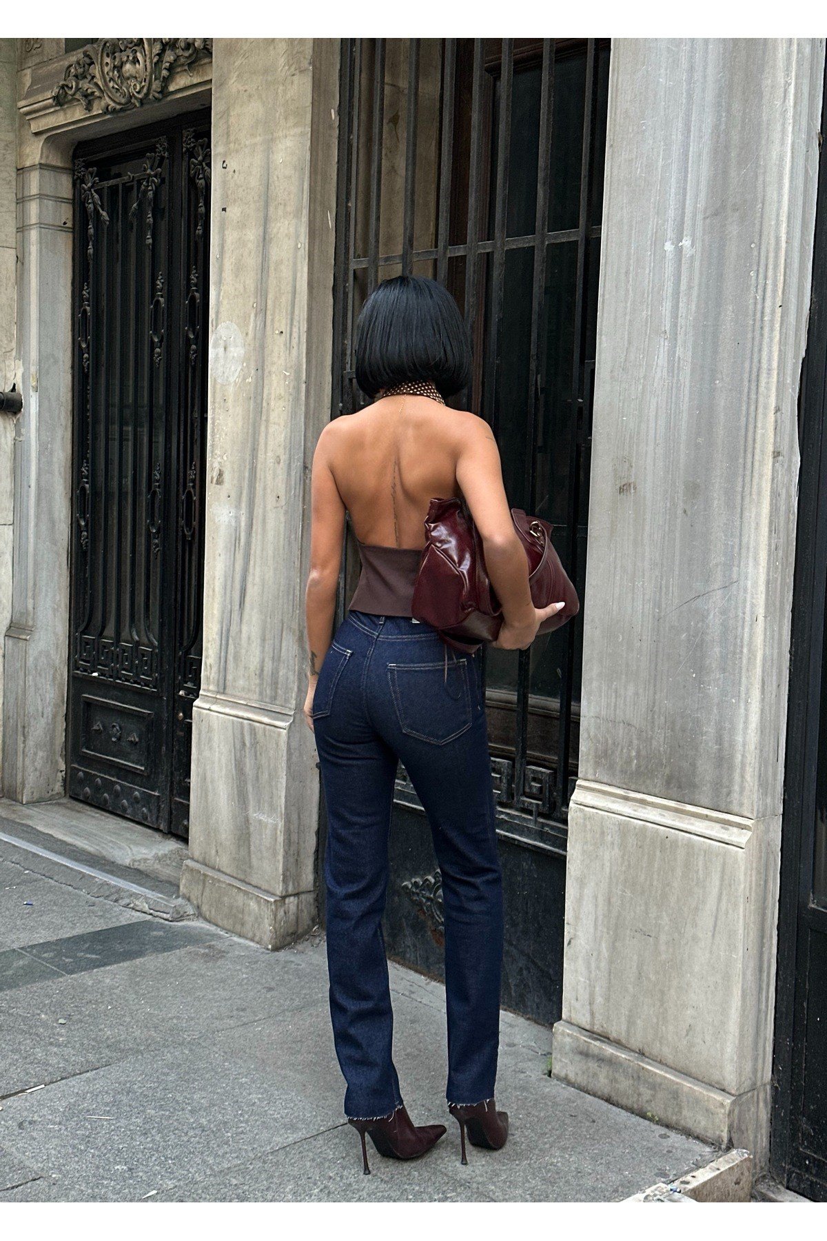 Kadın Jean Yüksek Bel Boyfit Likralı Esnek Kot Pantolon