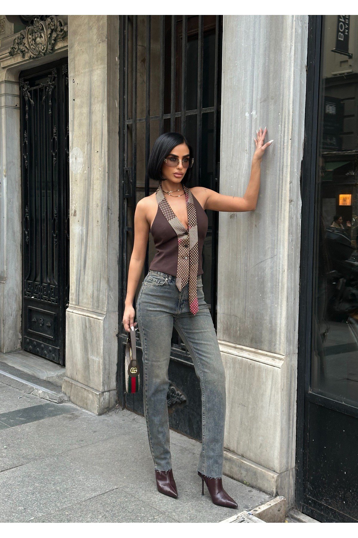 Kadın Jean Yüksek Bel Boyfit Likralı Esnek Kot Pantolon