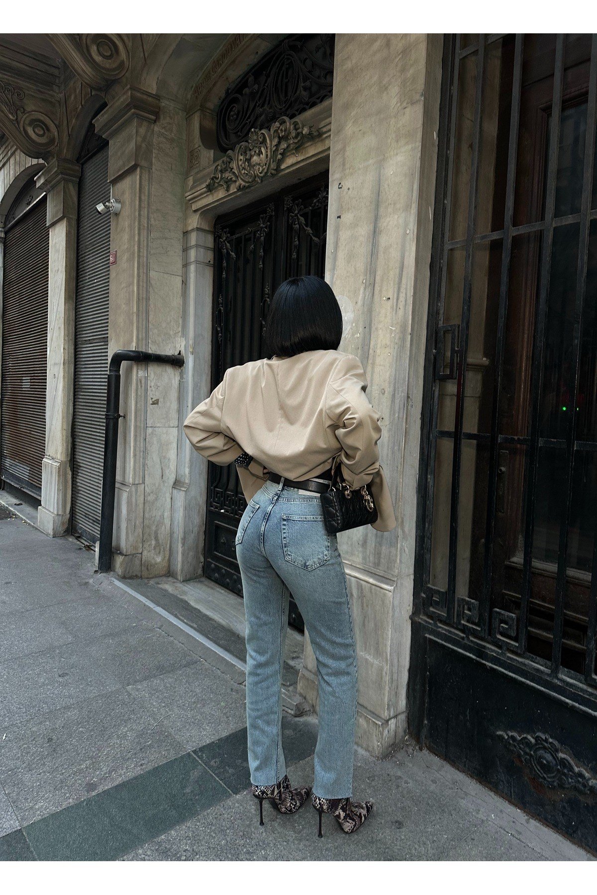 Kadın Jean Yüksek Bel Boyfit Likralı Esnek Kot Pantolon