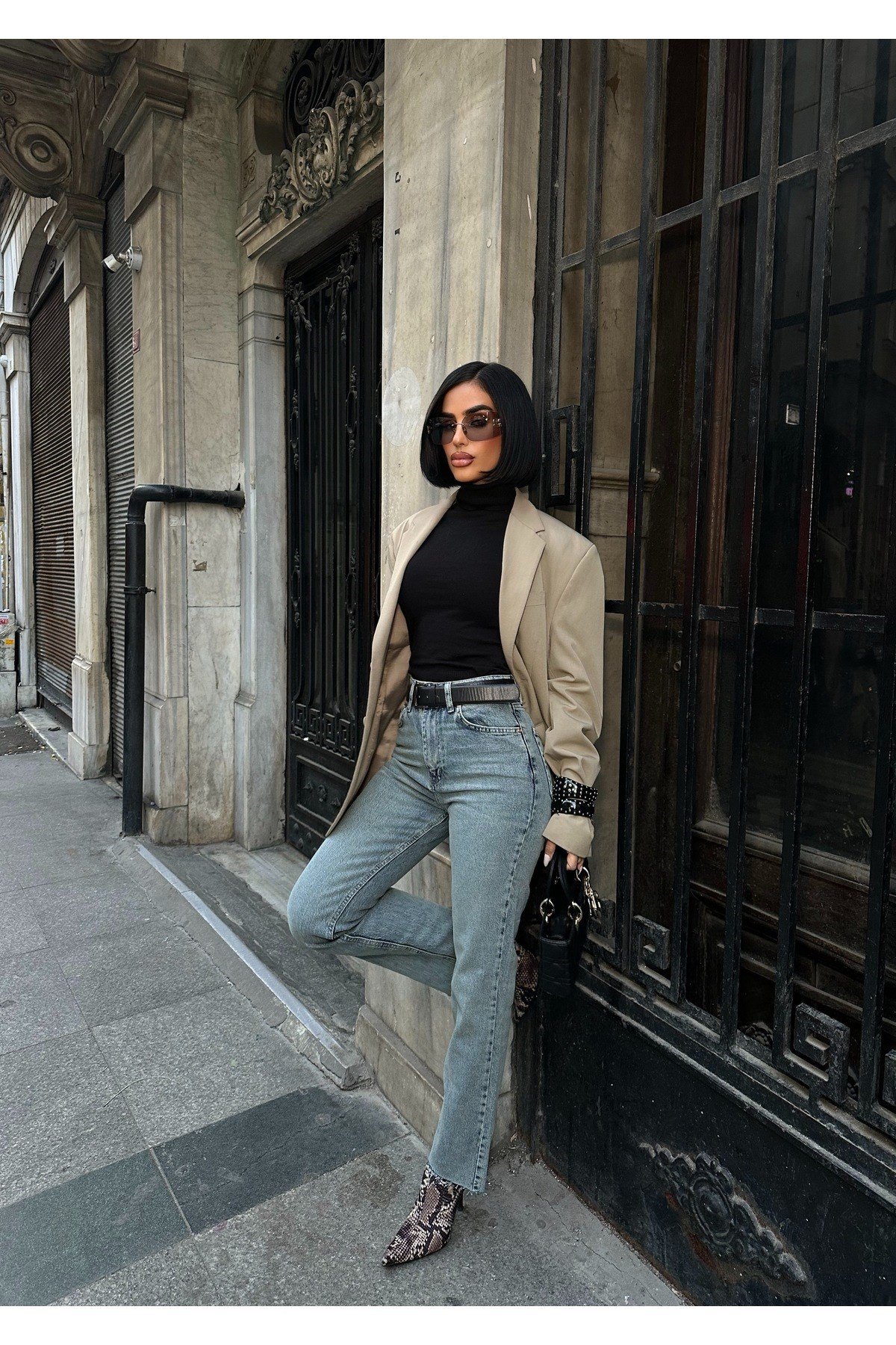 Kadın Jean Yüksek Bel Boyfit Likralı Esnek Kot Pantolon