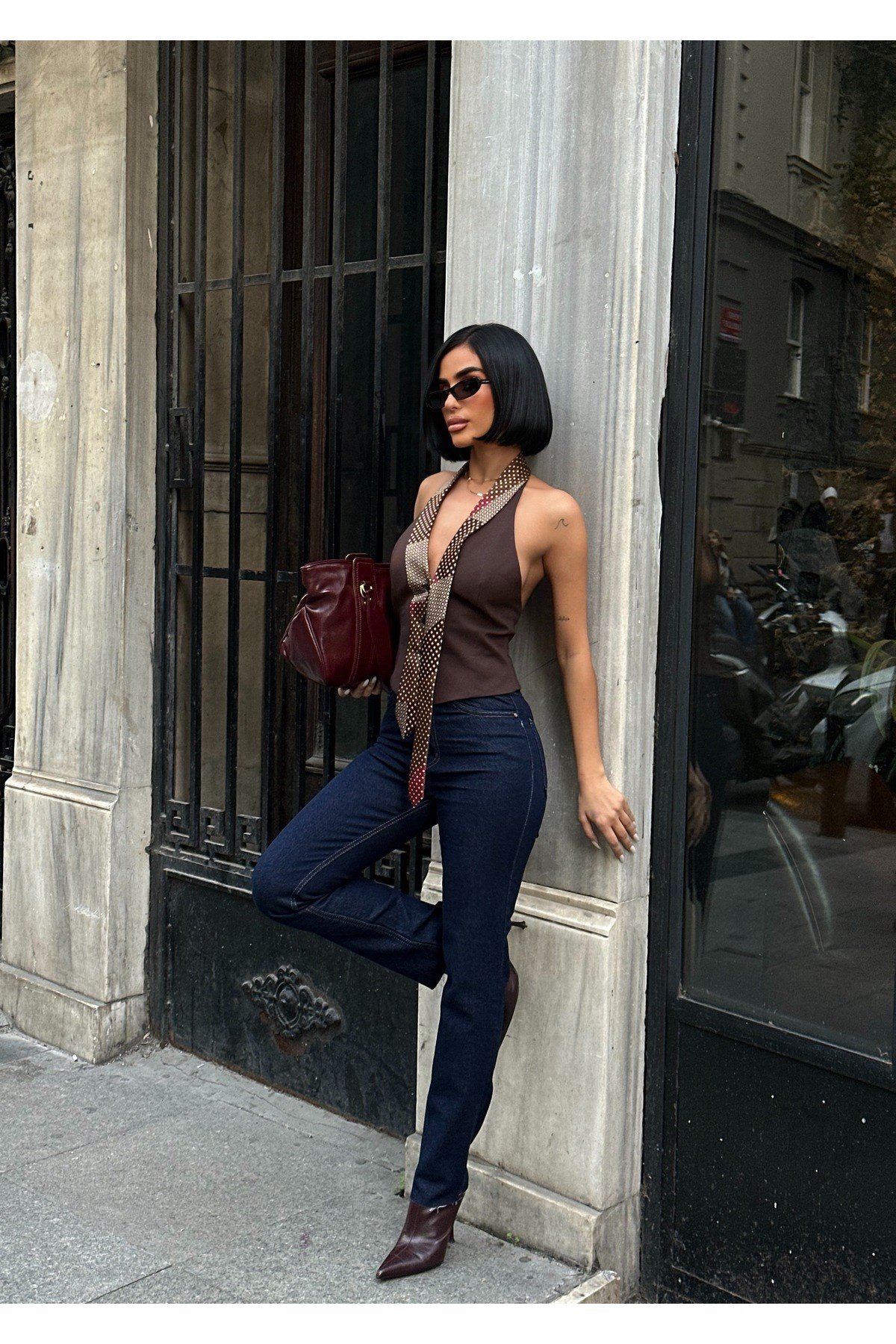 Kadın Jean Yüksek Bel Boyfit Likralı Esnek Kot Pantolon