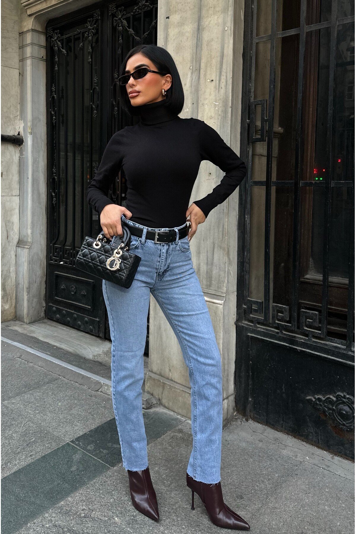 Kadın Jean Yüksek Bel Boyfit Likralı Esnek Kot Pantolon