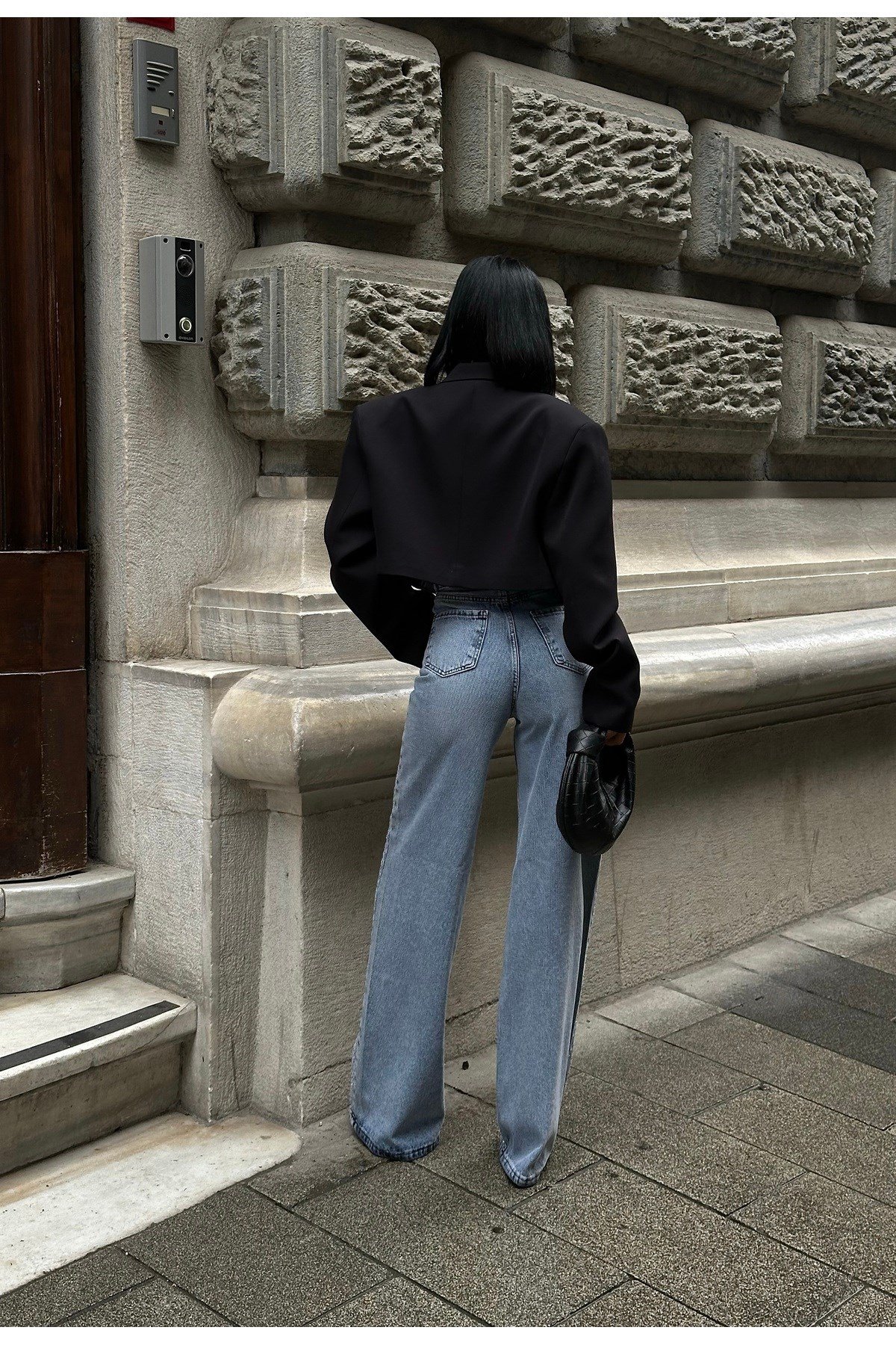 Kadın Jean Yüksek Bel Palazzo Esnek Kot Pantolon