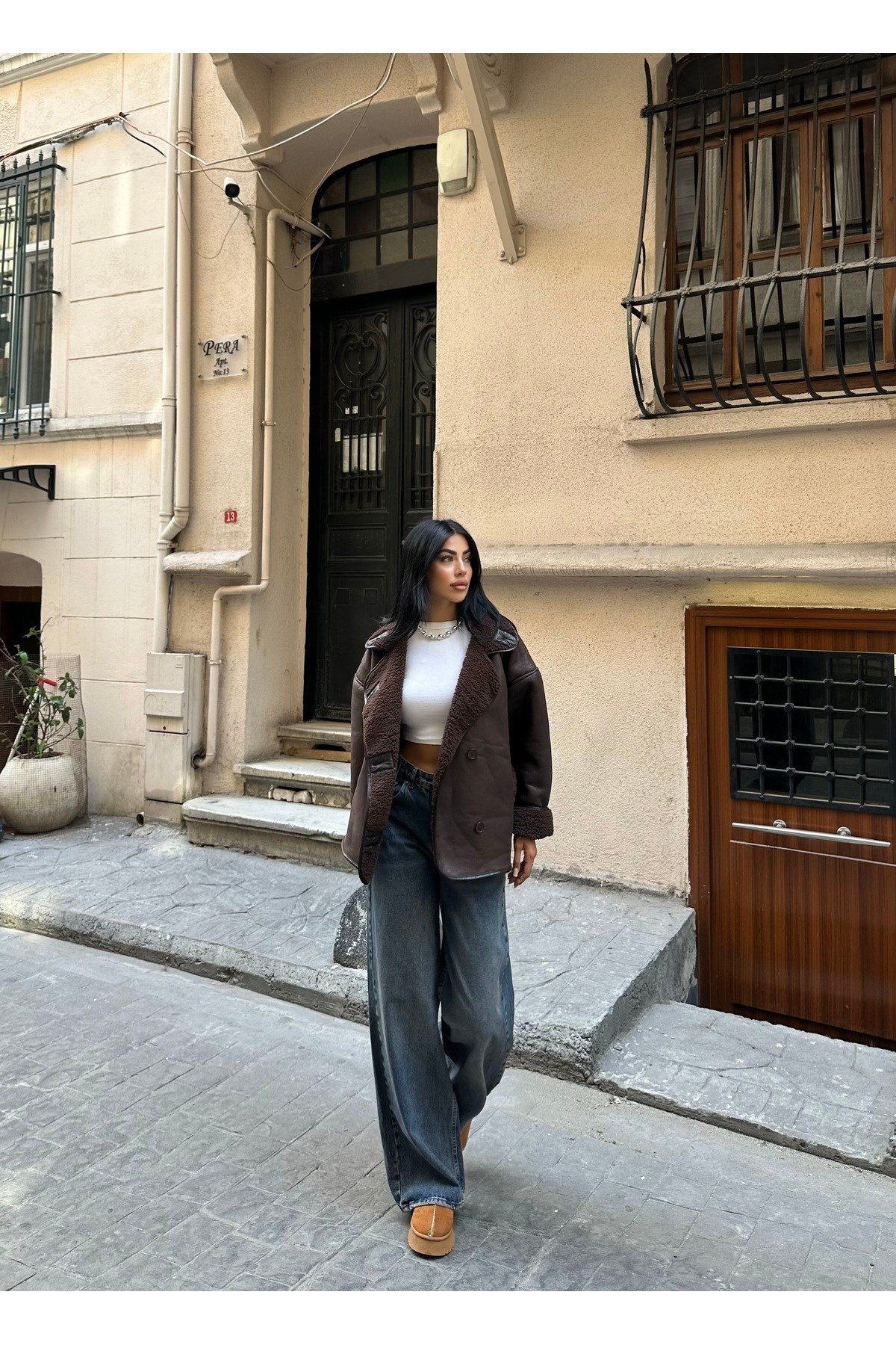 Kadın Kürklü Oversize Ceket