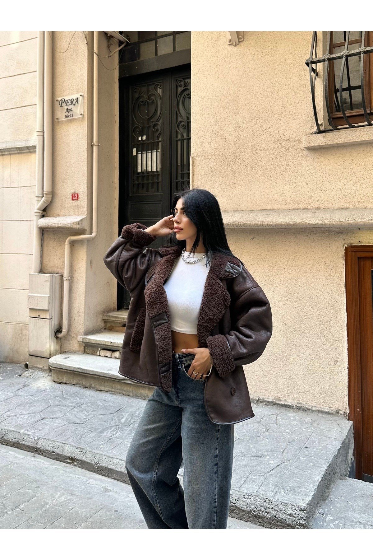 Kadın Kürklü Oversize Ceket