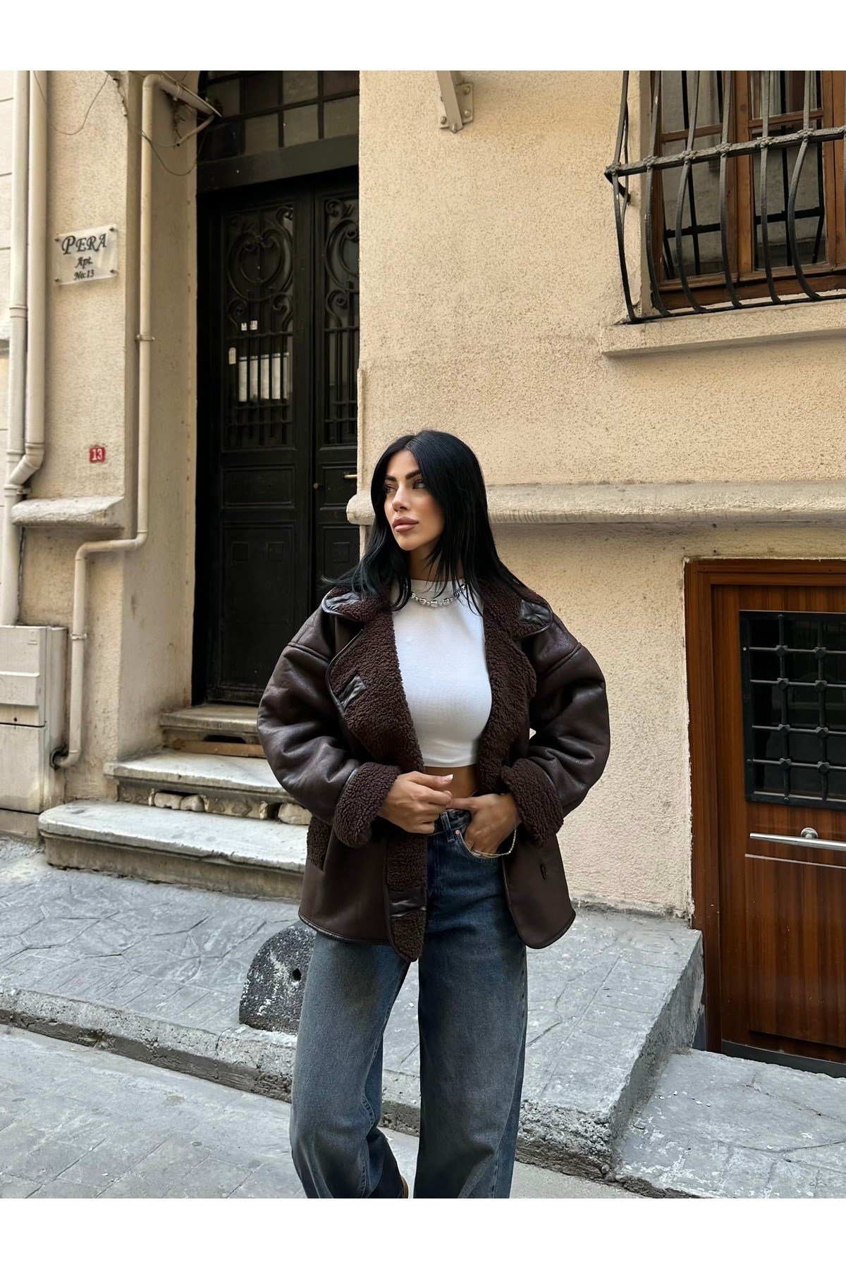 Kadın Kürklü Oversize Ceket