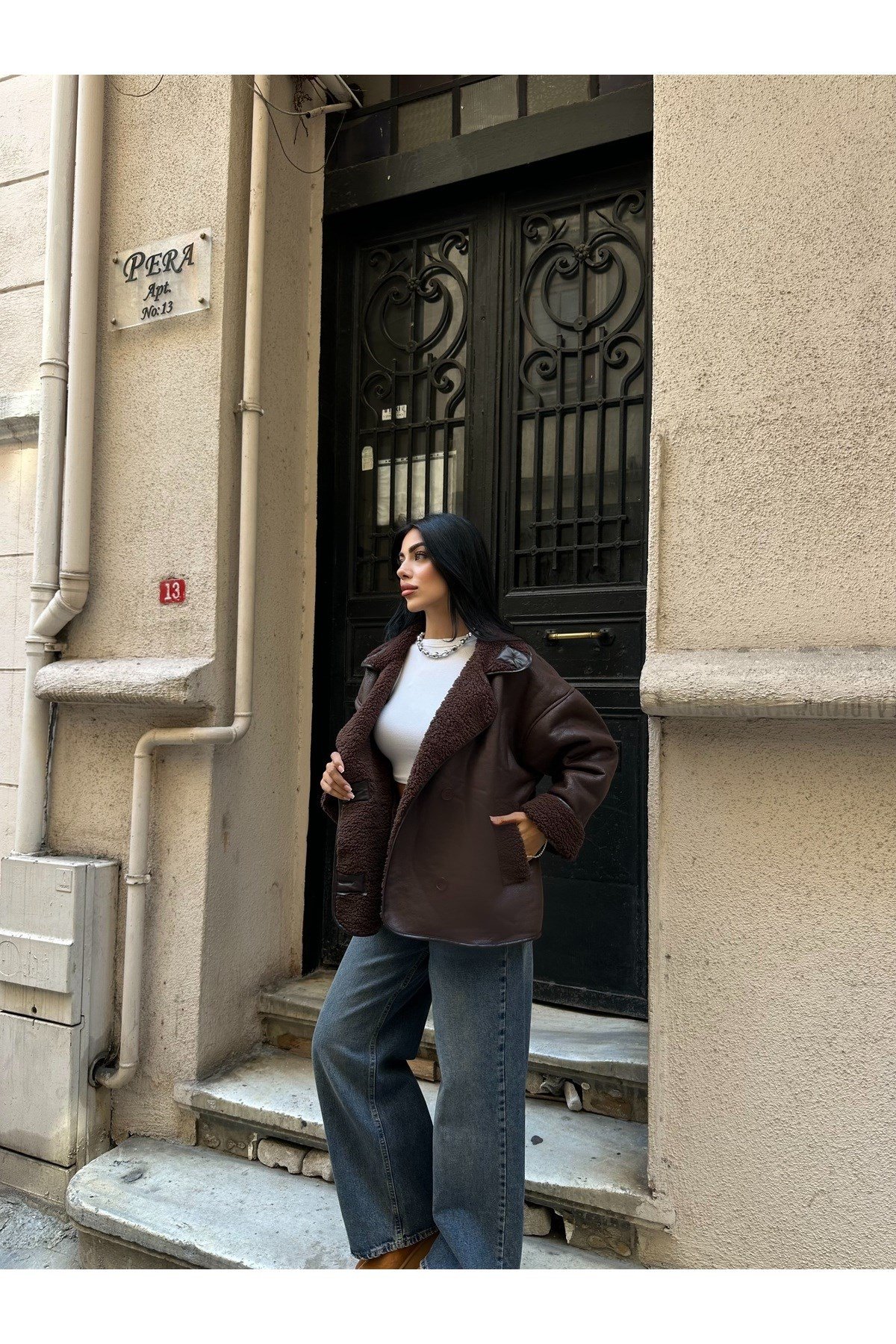 Kadın Kürklü Oversize Ceket