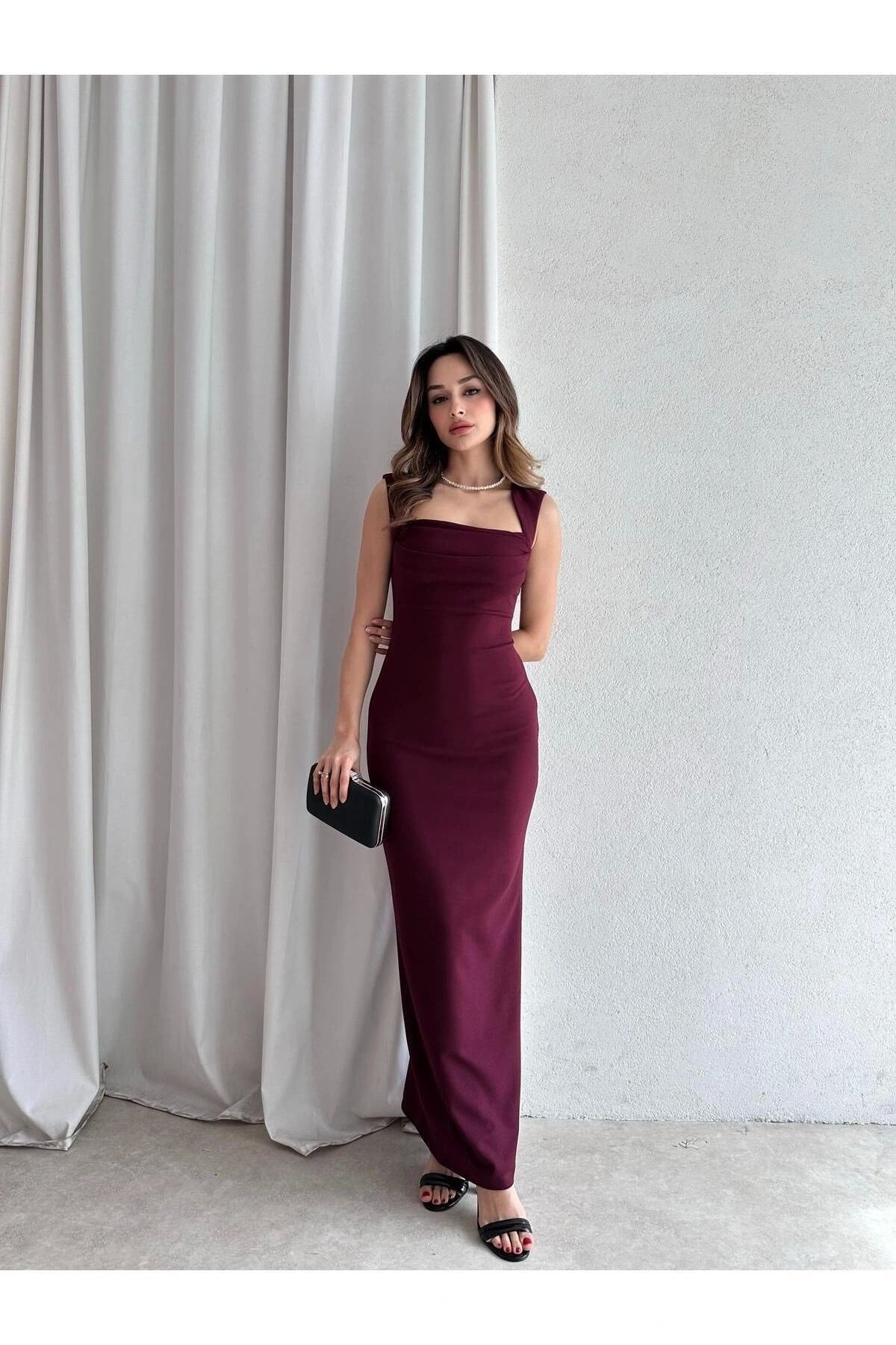 Kadın Maxi Elbise - Bordo