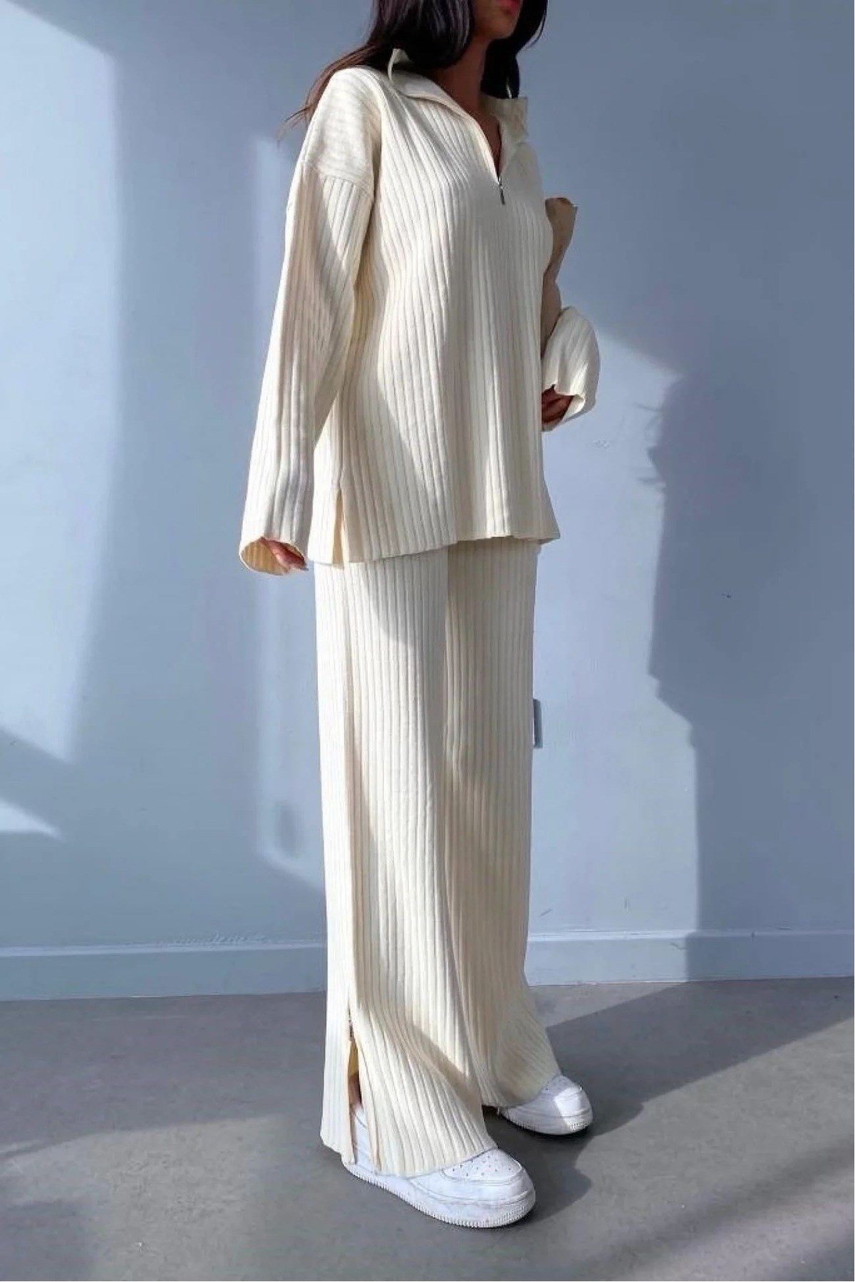 Kadın Oversize Fitilli Triko Takım