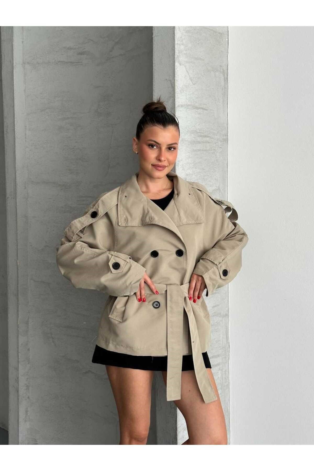 Kadın Oversize Muadil Su İtici Trençkot