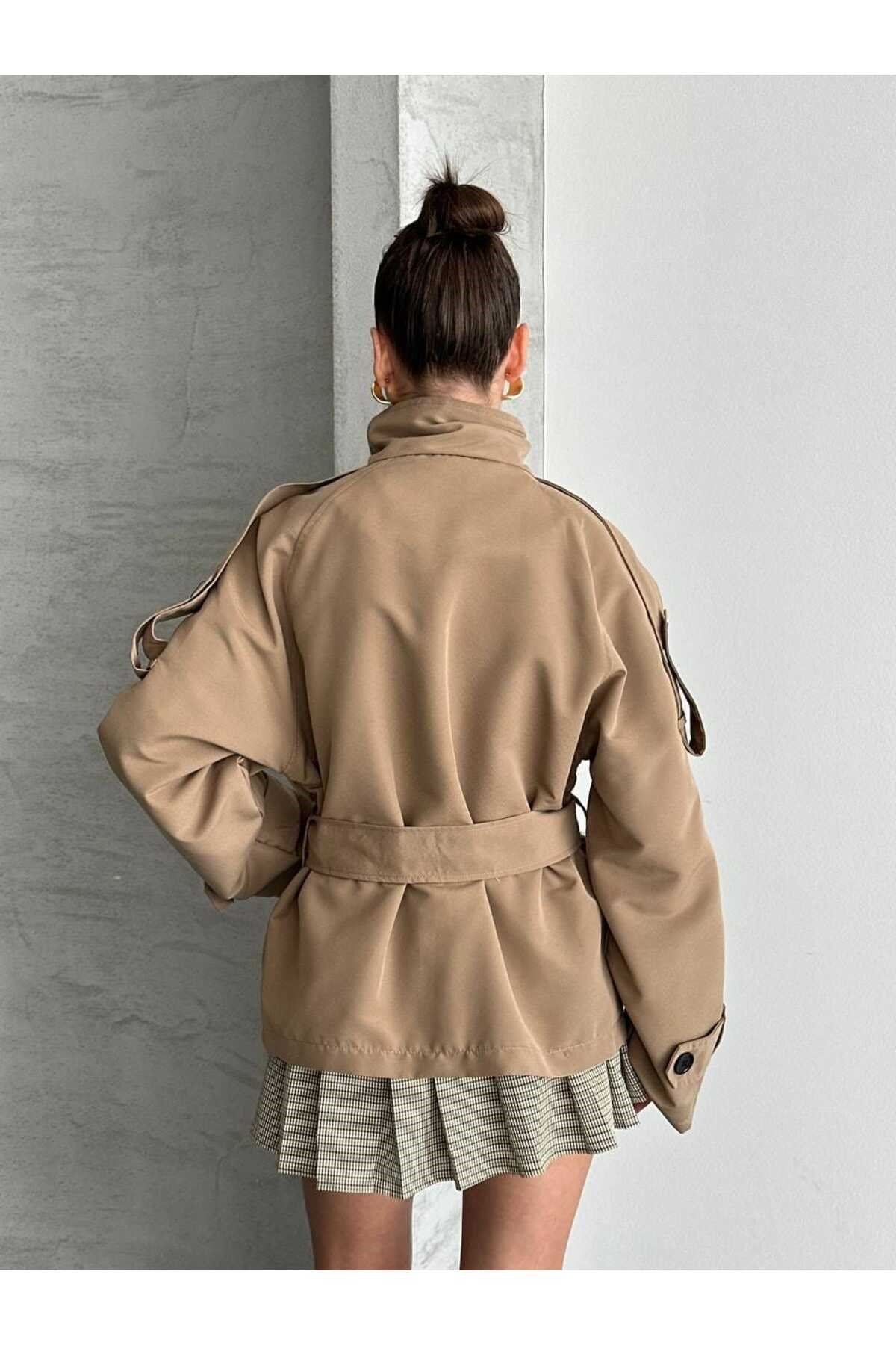 Kadın Oversize Muadil Su İtici Trençkot