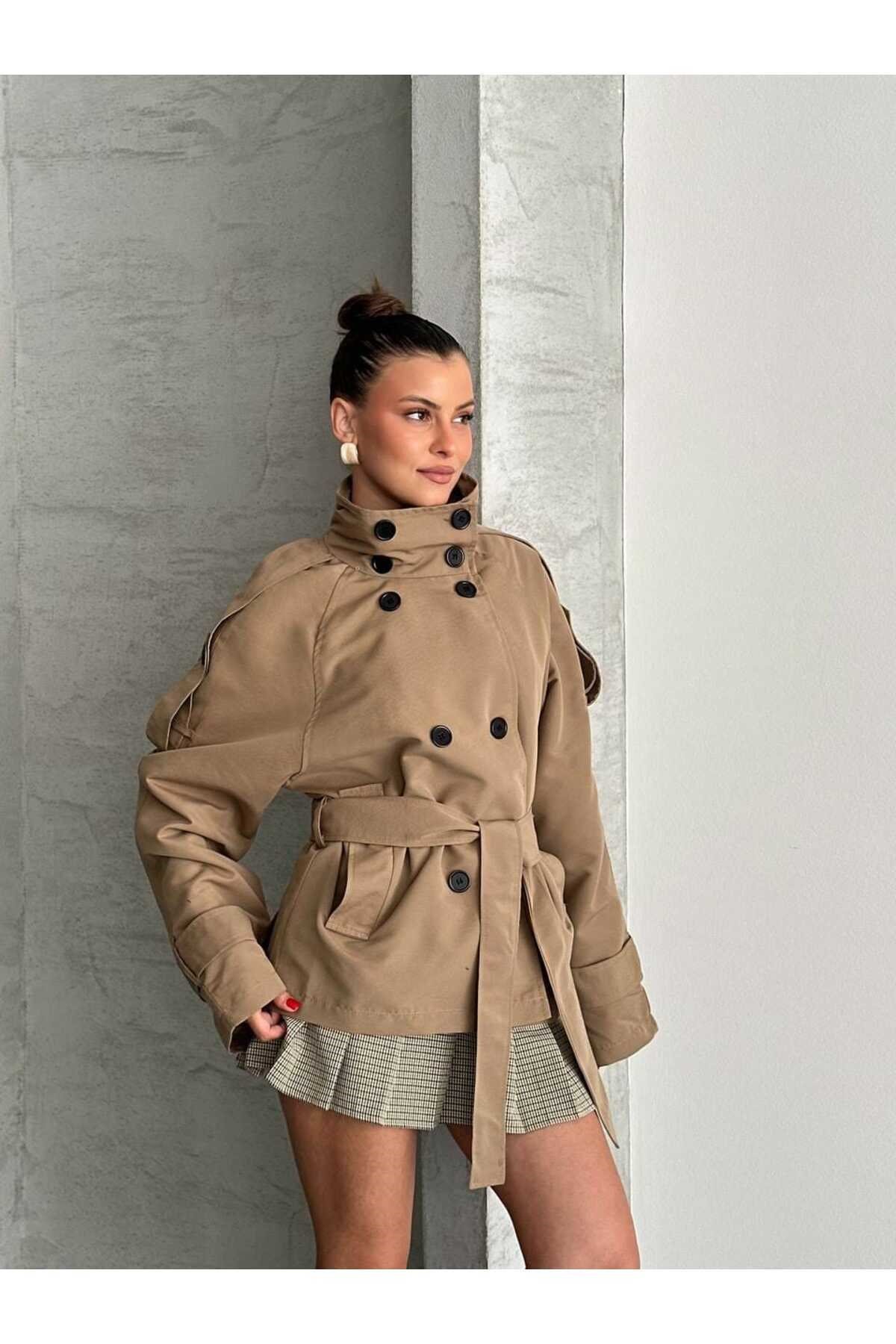Kadın Oversize Muadil Su İtici Trençkot