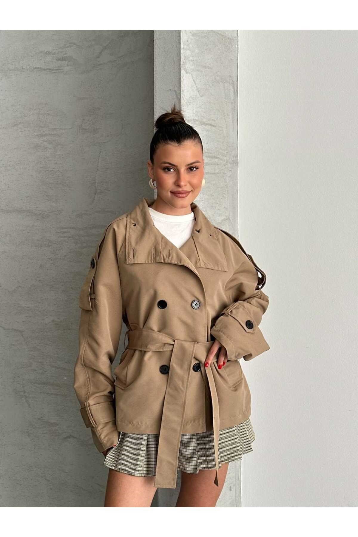 Kadın Oversize Muadil Su İtici Trençkot