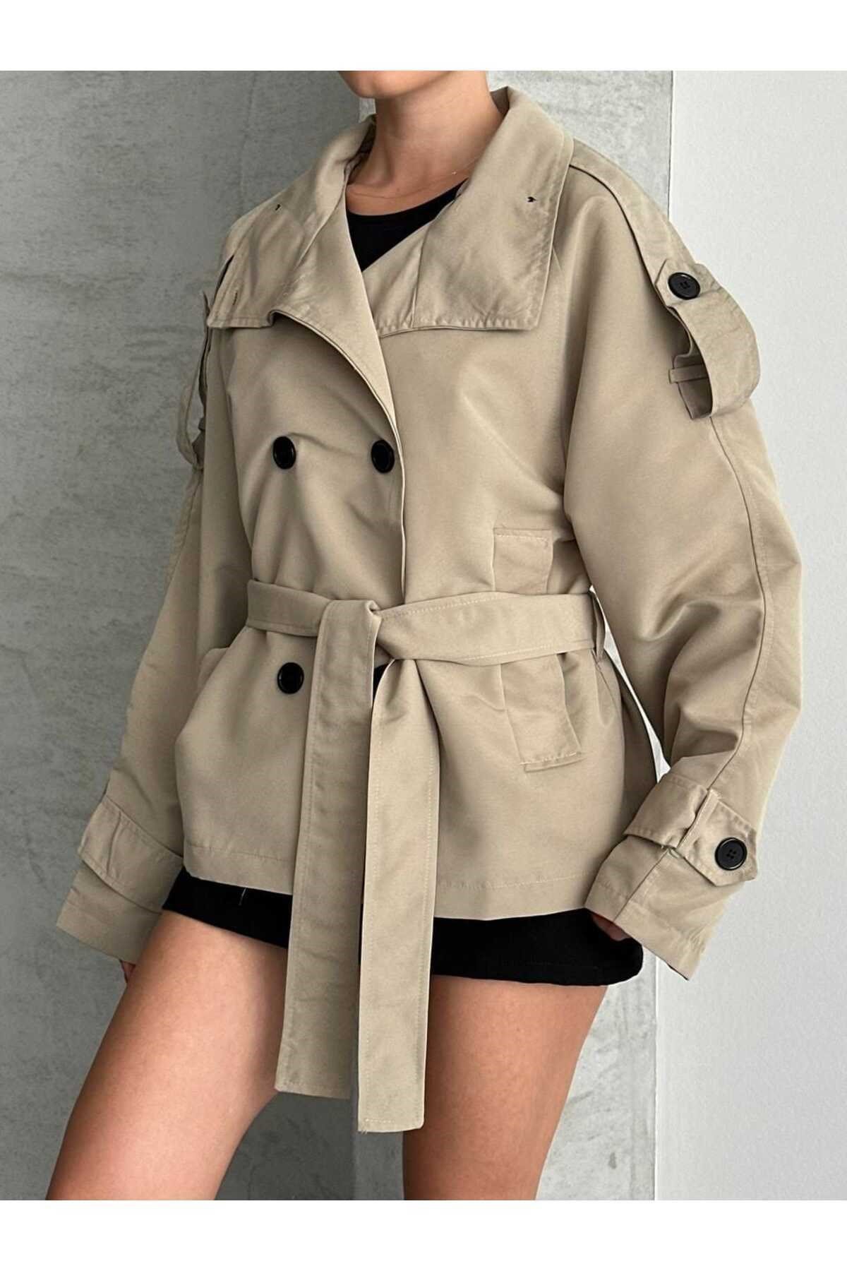 Kadın Oversize Muadil Su İtici Trençkot