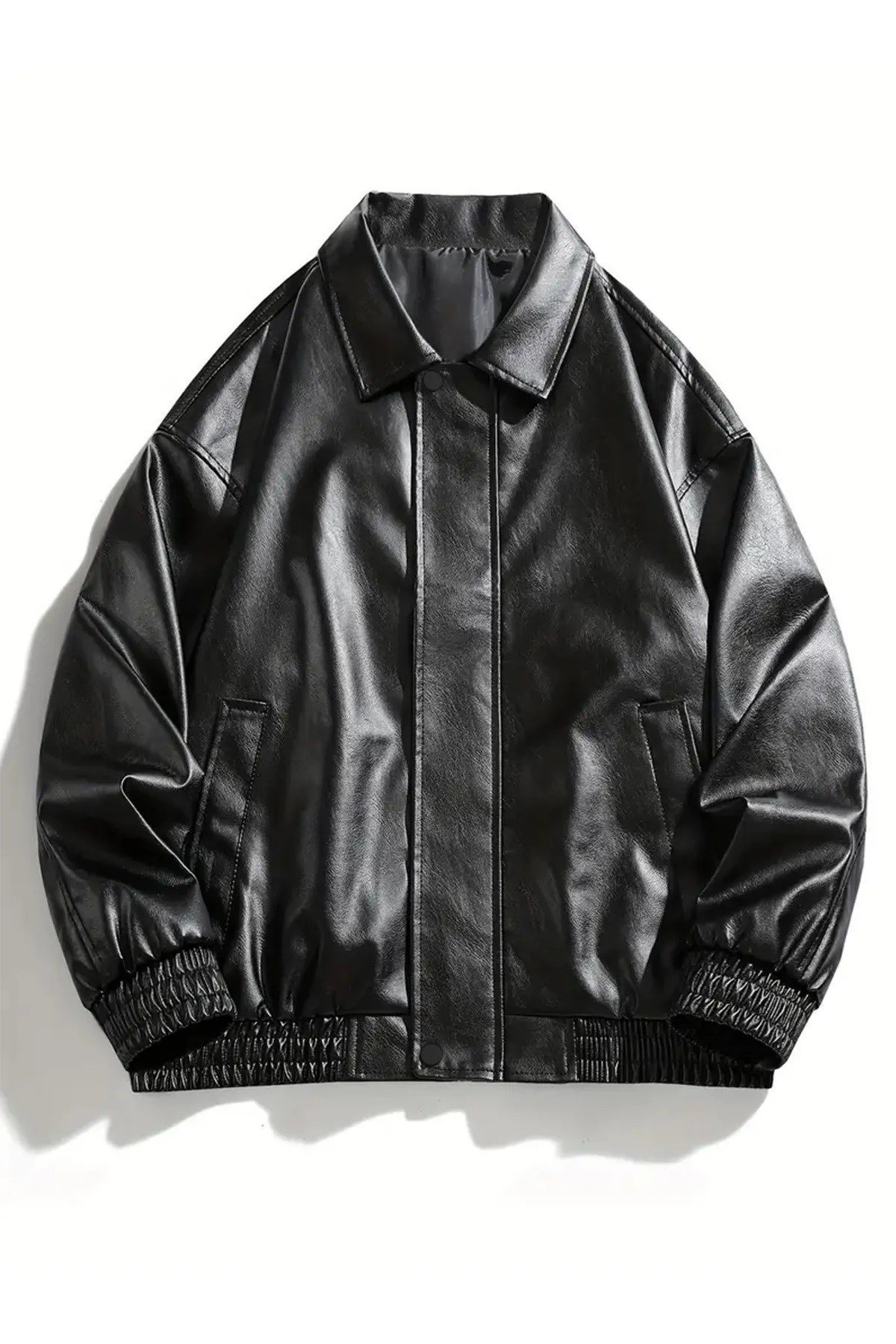 kadın oversize unisex bomber deri ceket mont