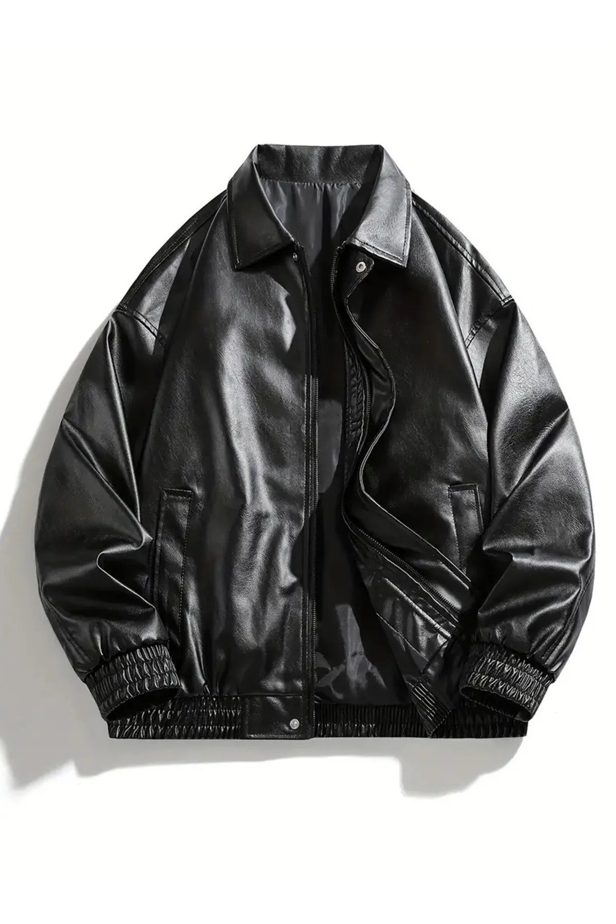 kadın oversize unisex bomber deri ceket mont
