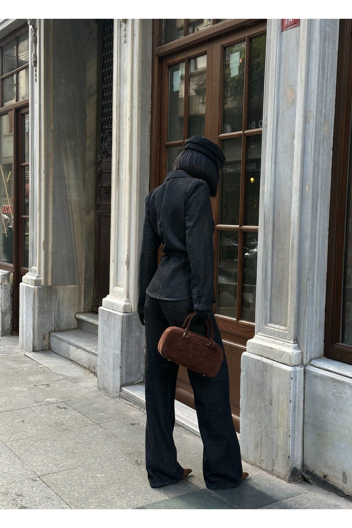 Kadın Premium Bağlama Detaylı Denim Kot Takım