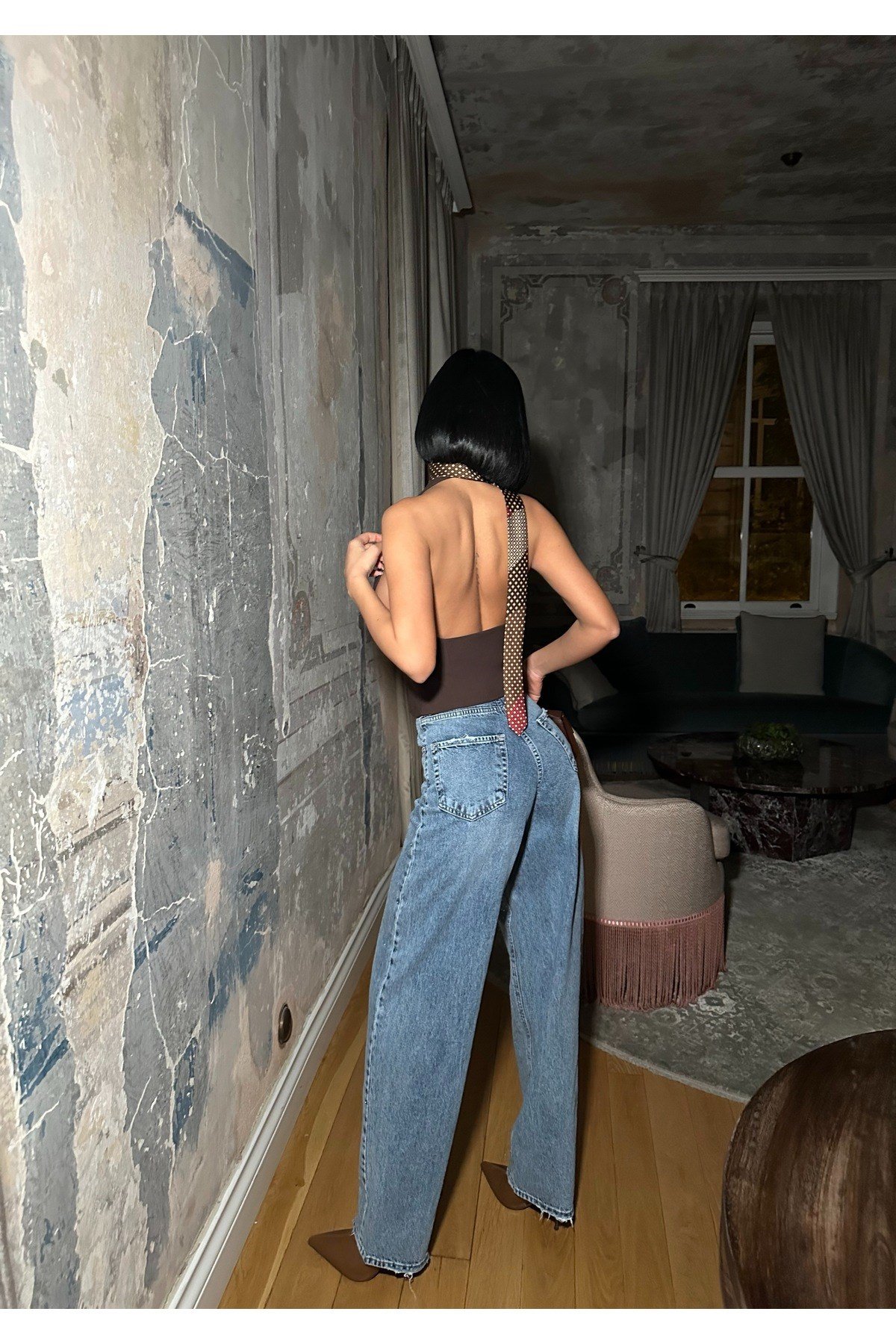 Kadın Taşlı Jeans Kot Pantolon