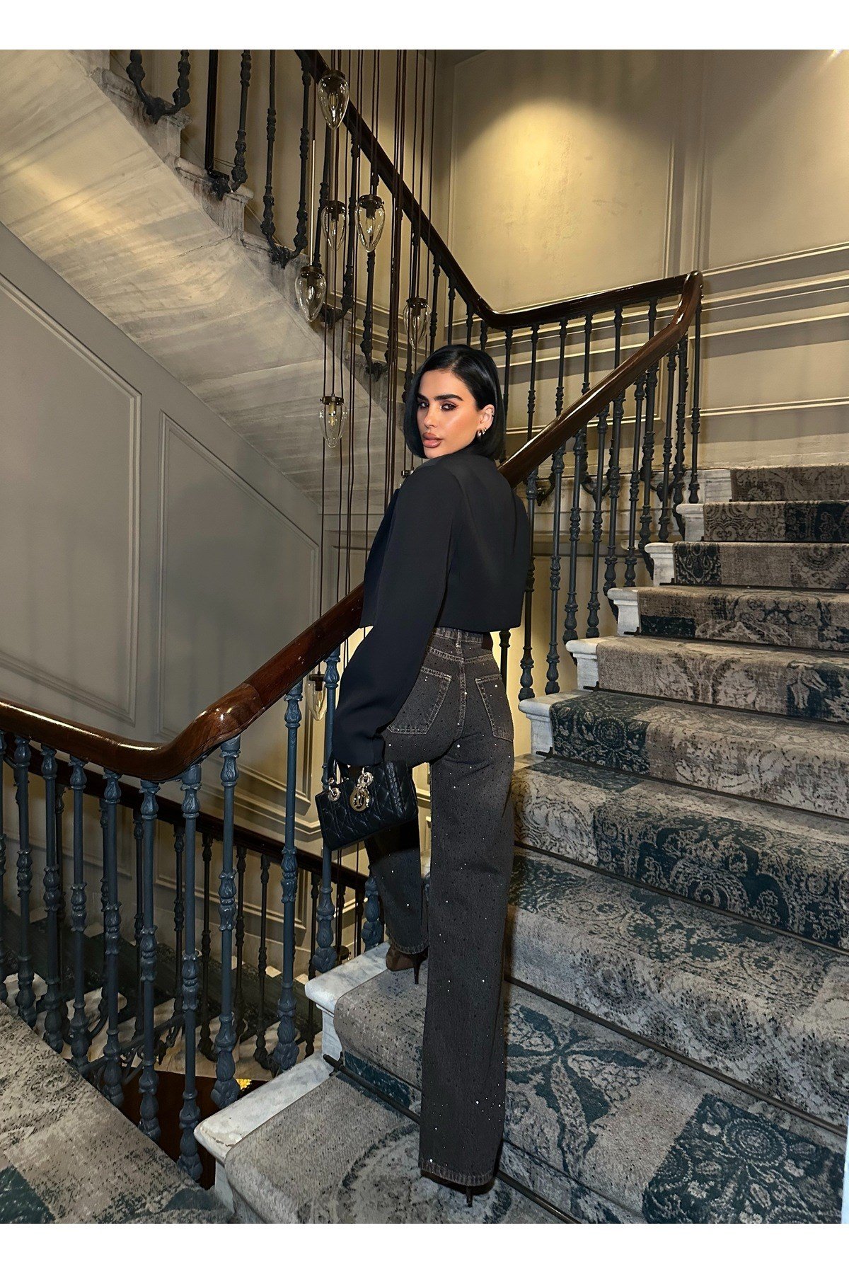Kadın Taşlı Jeans Kot Pantolon