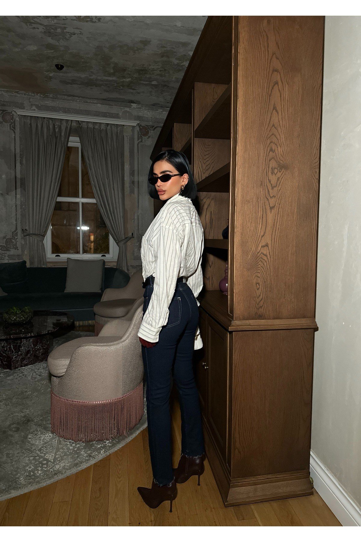 Kadın Taşlı Jeans Kot Pantolon