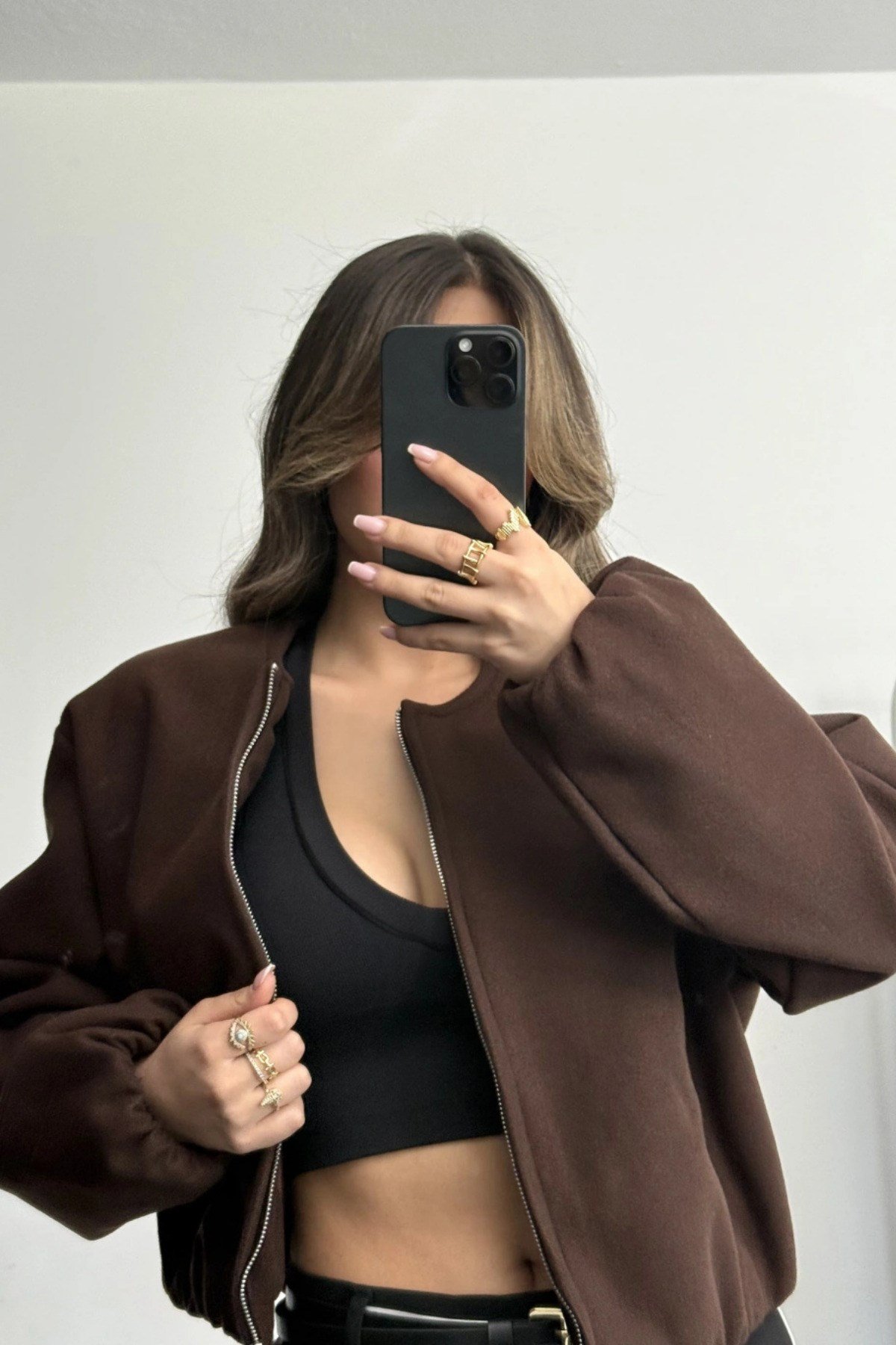 Kadın Viral Kaşe Kumaş Bomber Ceket