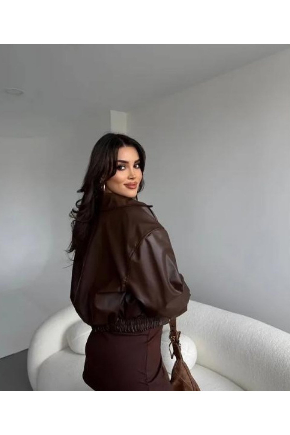 Kadın Yeni Sezon Bomber Deri Ceket