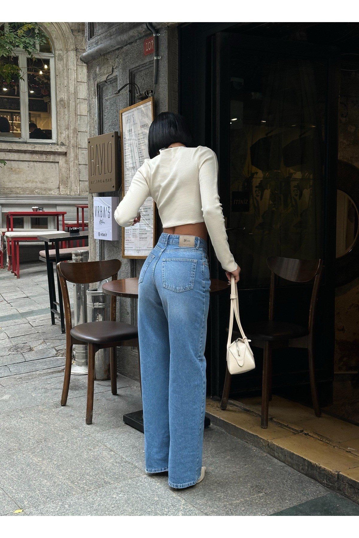 Kadın Yüksek Bel Kemer Detaylı Palazzo Likralı Kot Pantolon
