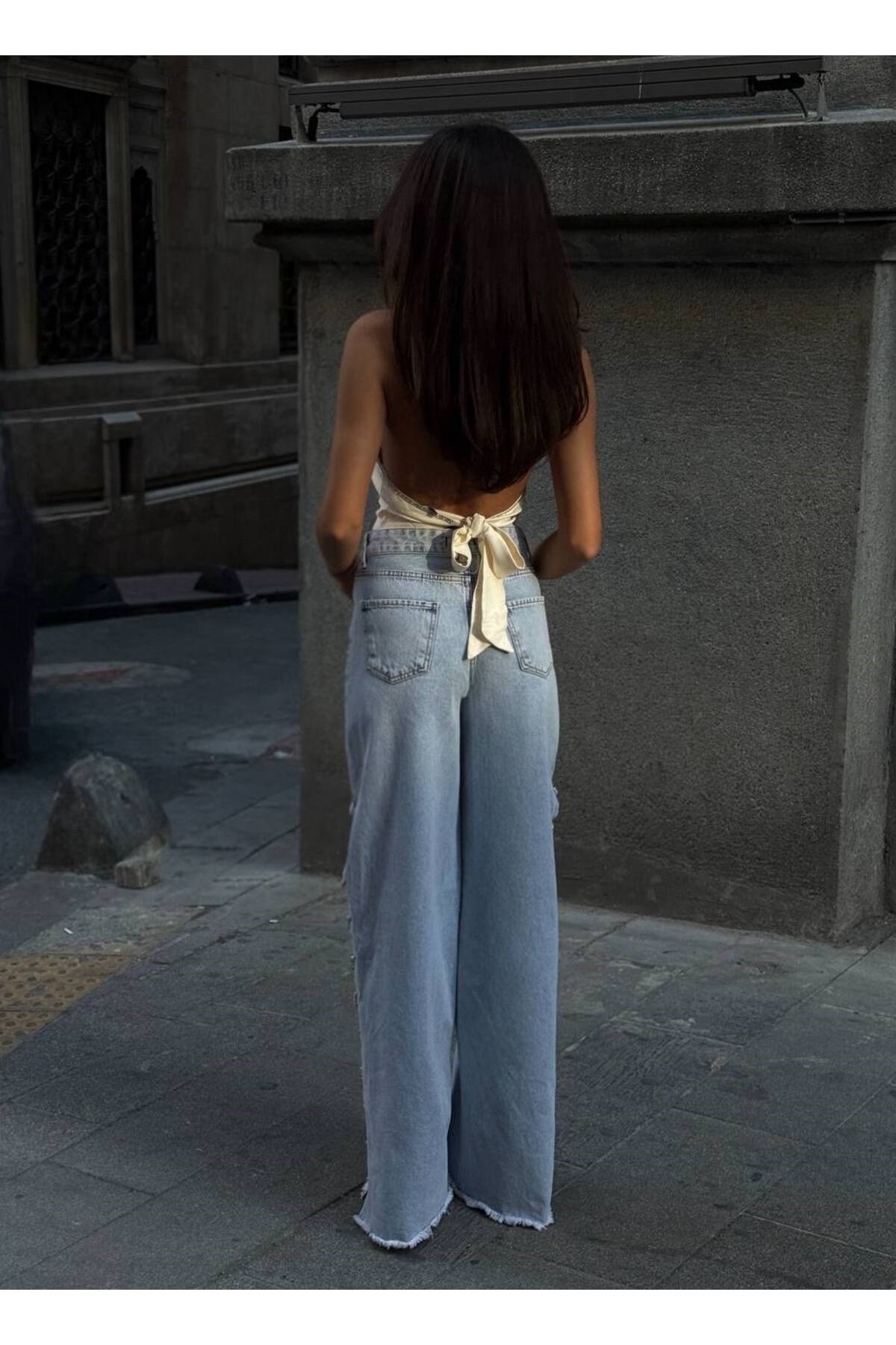 Kadın Zincir Detaylı Tasarım Jean
