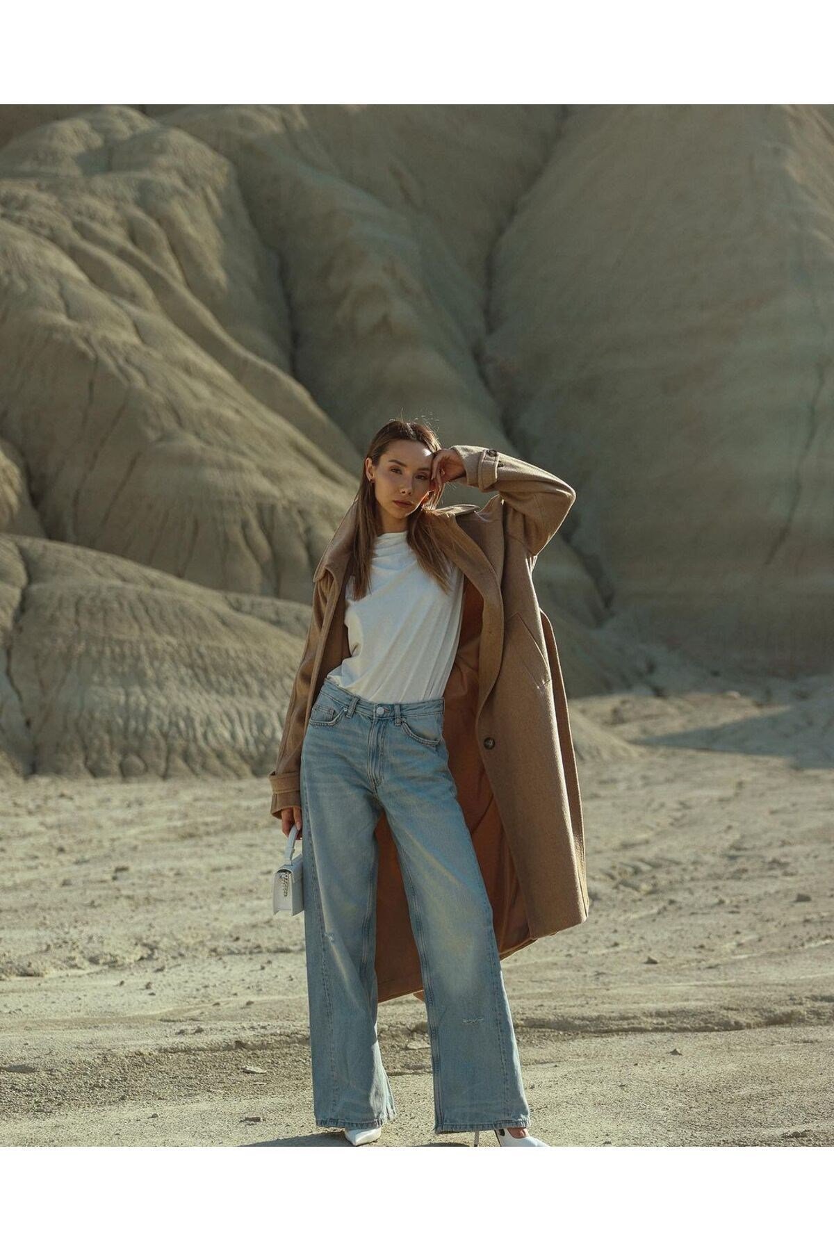 Kaşe Kaban Kuşaklı ( Oversize ) Yeni Sezon*-xx Bol Kesim