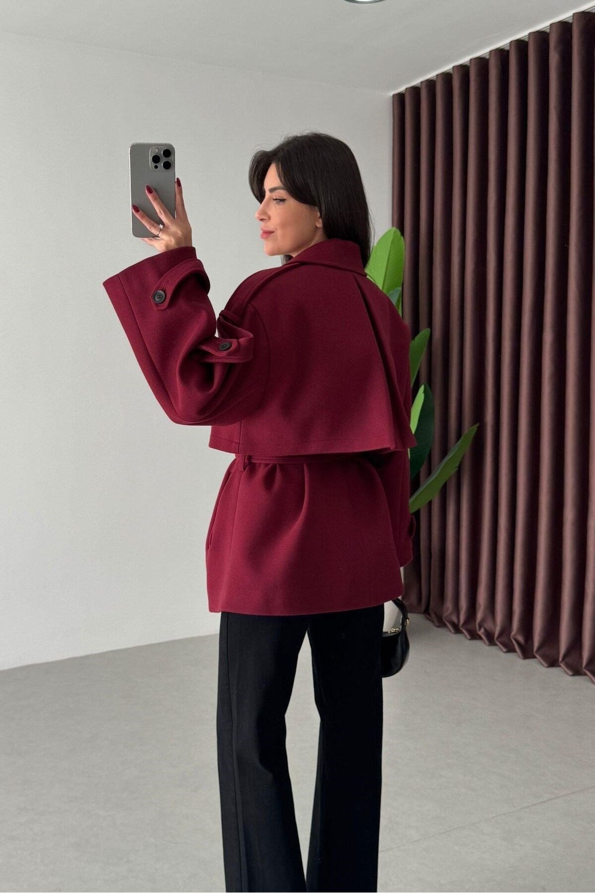 Kemerli Oversize İthal Zr Model Kaşe Kaban