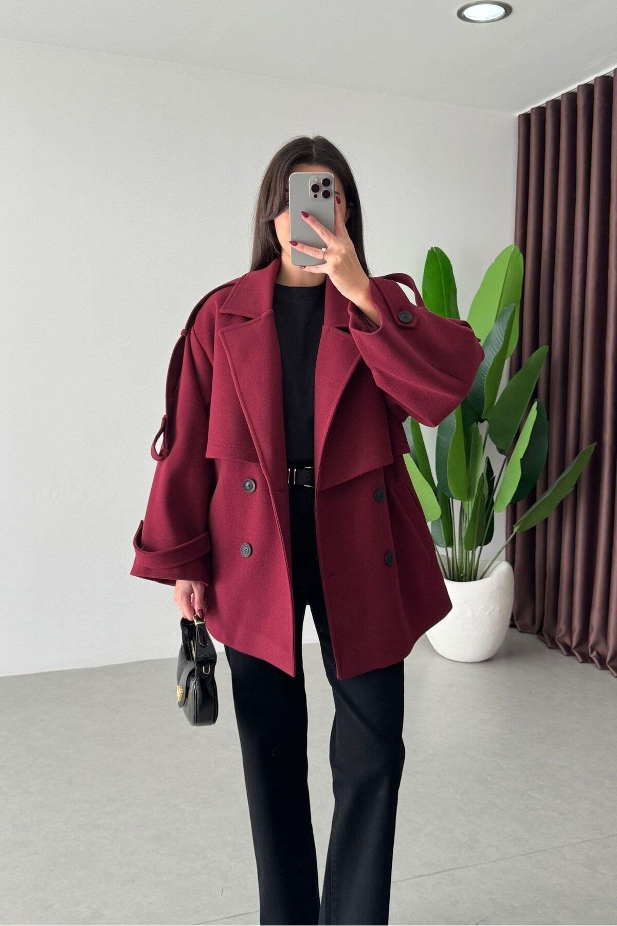 Kemerli Oversize İthal Zr Model Kaşe Kaban