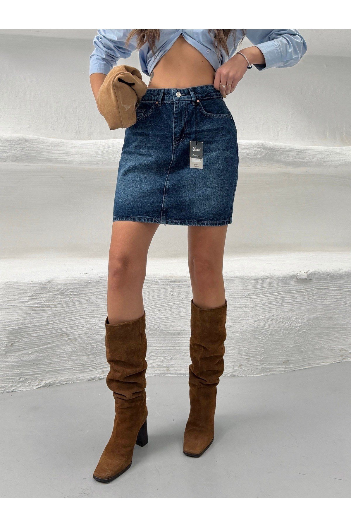 Kot Denim Mini Etek