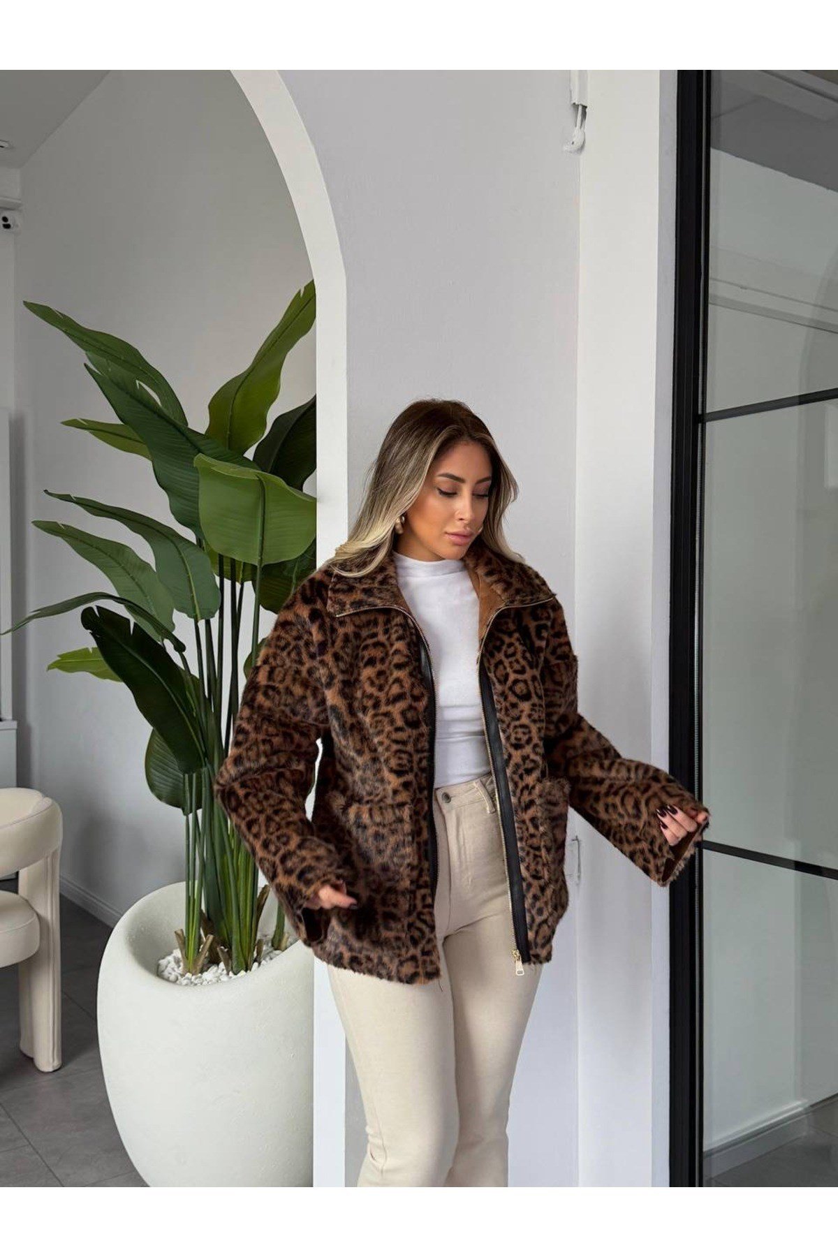 Leopar Desen ZR Model Ceket