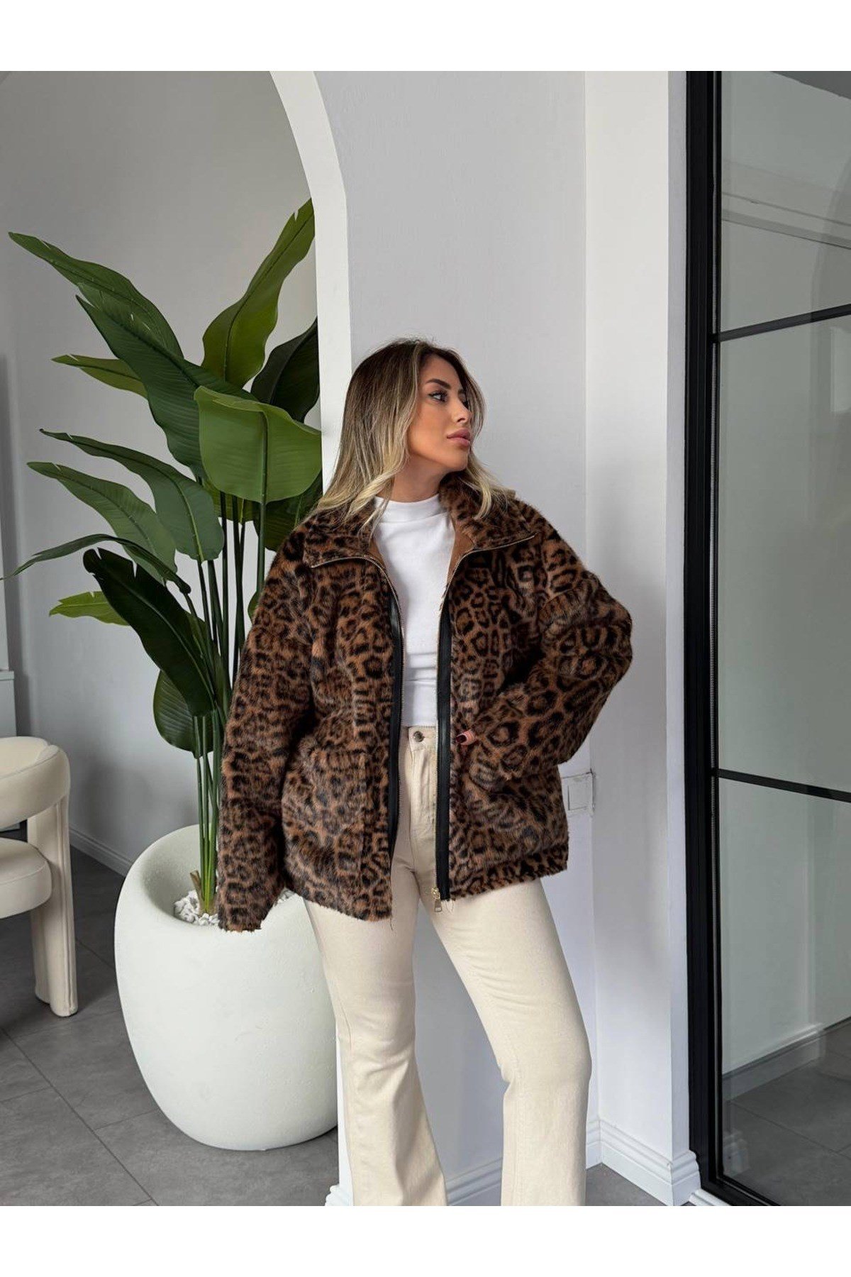 Leopar Desen ZR Model Ceket