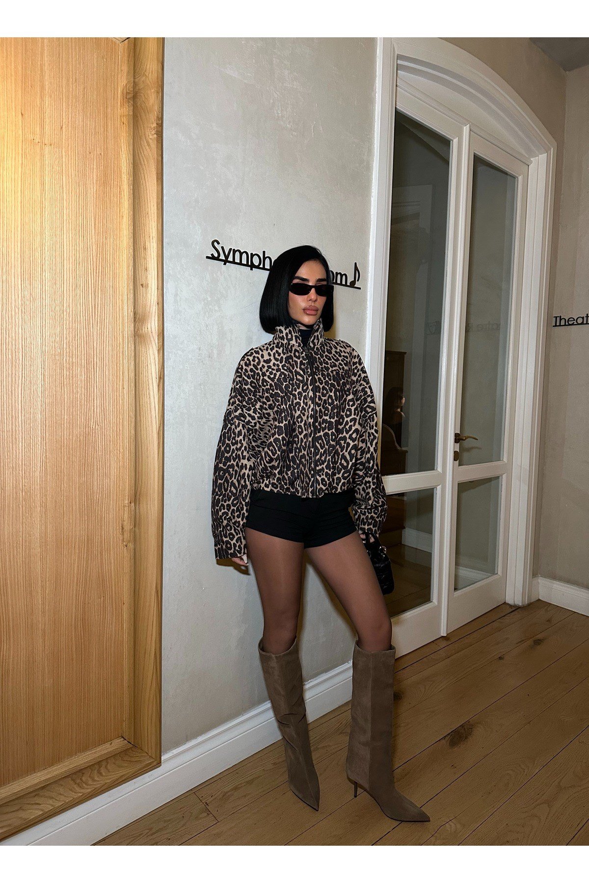 Leopar Desenli Mevsimlik Bomber Ceket