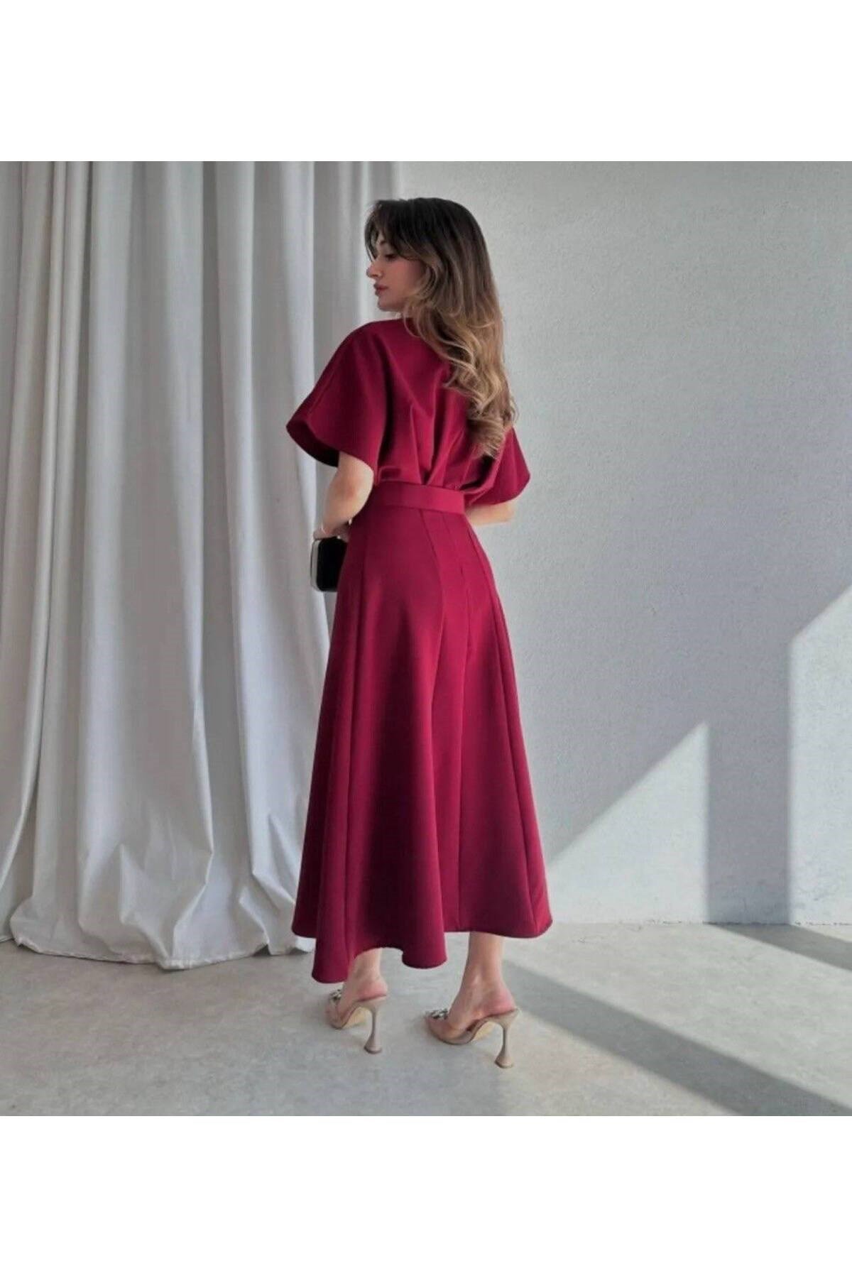 Maxi Siyah Kemerli Elbise