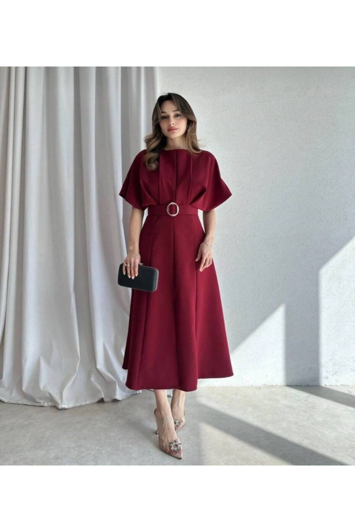 Maxi Siyah Kemerli Elbise