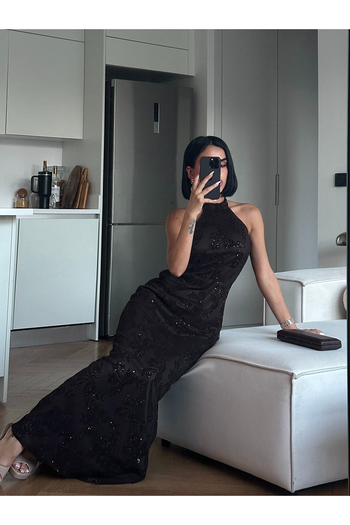 Premium Jakarlı Tül Maxi Elbise – Limited Edition