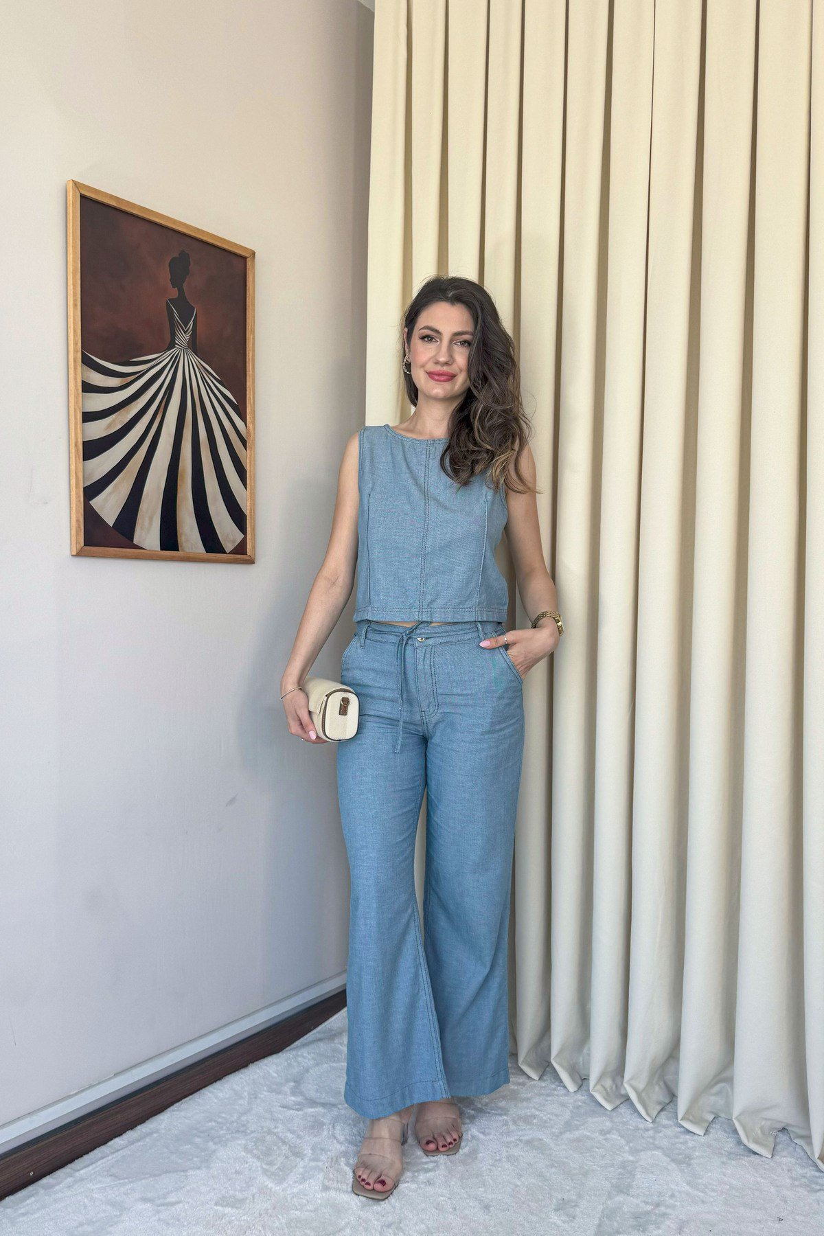 Premium Light Wash Denim İkili Takım