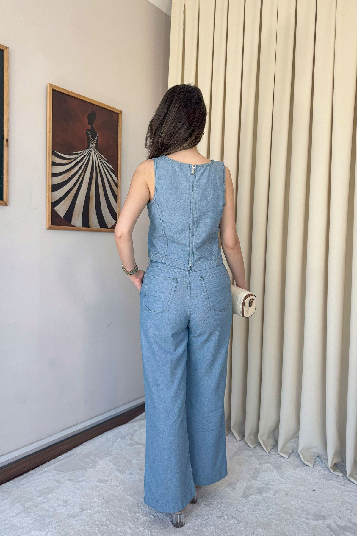 Premium Light Wash Denim İkili Takım