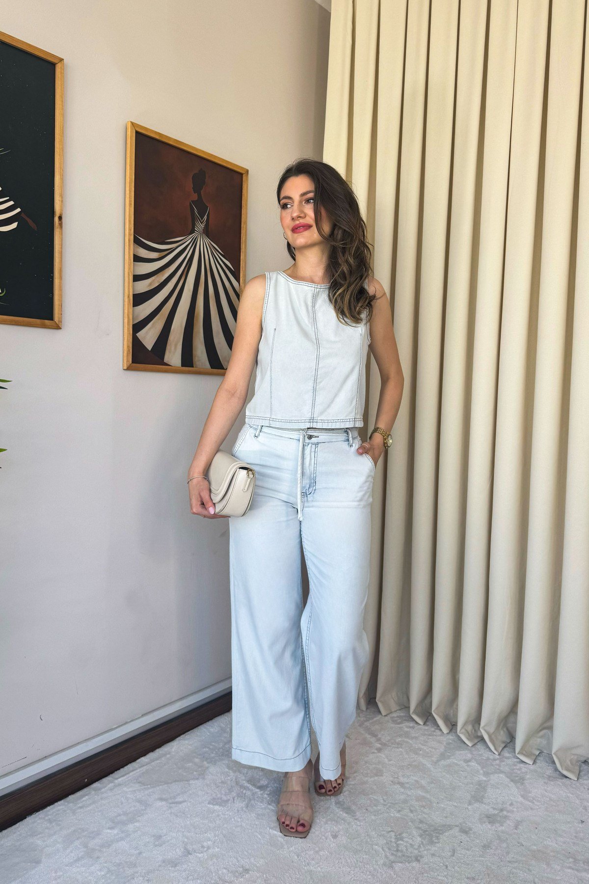 Premium Light Wash Denim İkili Takım