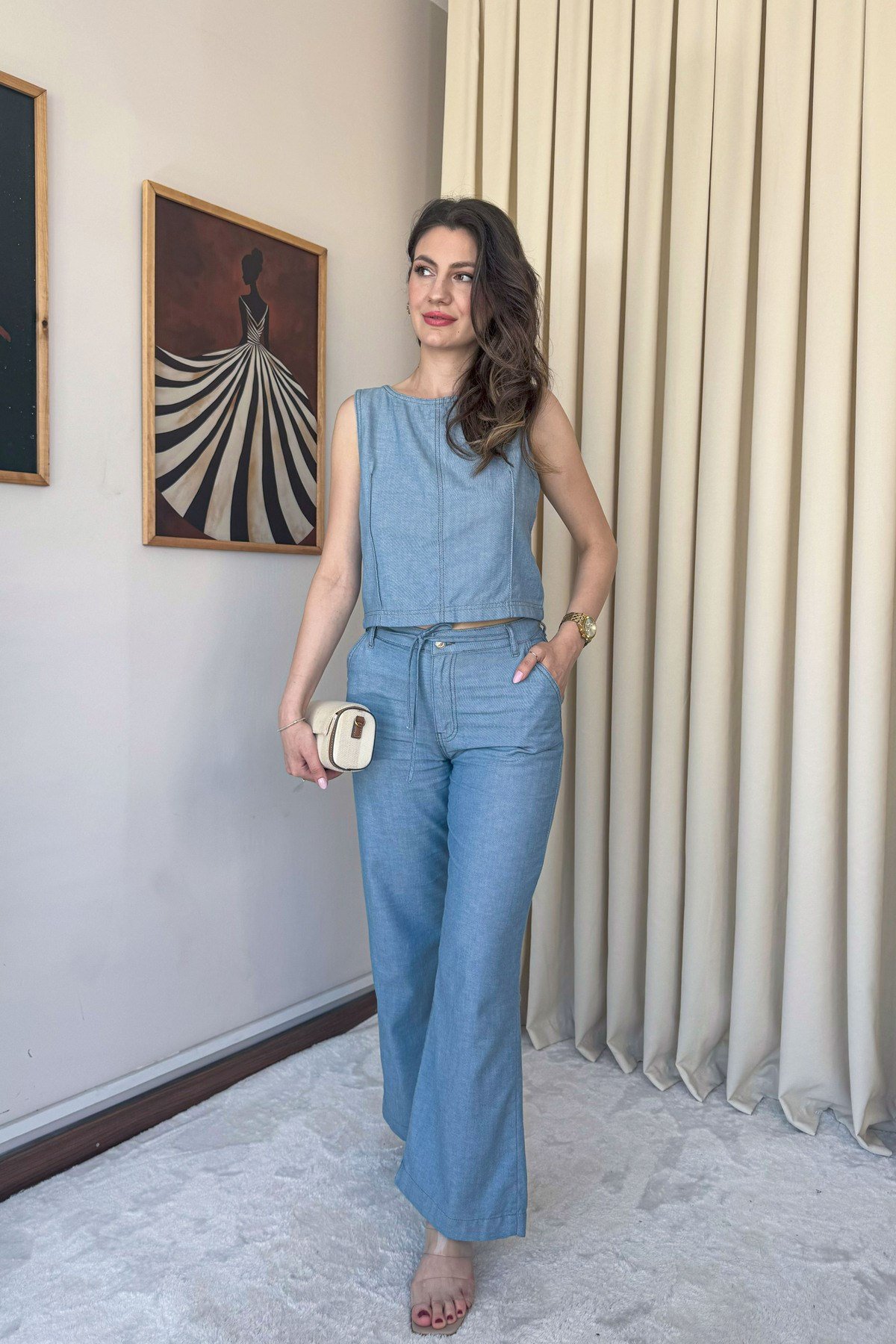 Premium Light Wash Denim İkili Takım