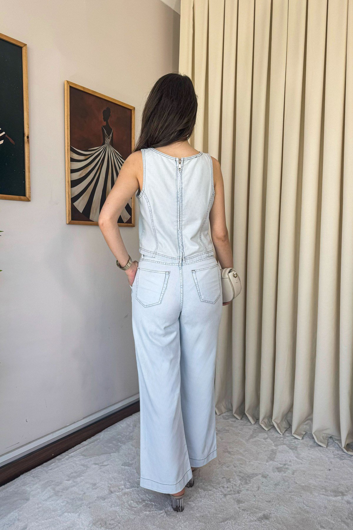 Premium Light Wash Denim İkili Takım