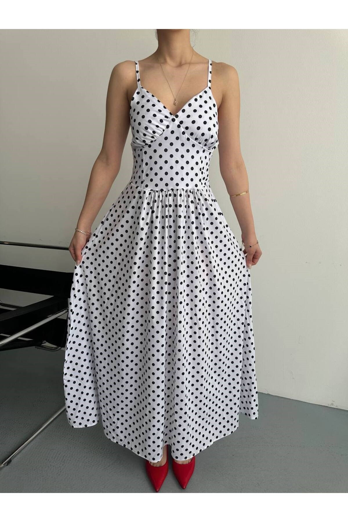 Puantiyeli Maxi Elbise
