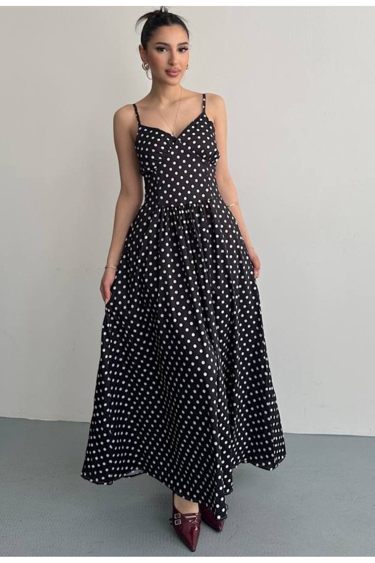 Puantiyeli Maxi Elbise