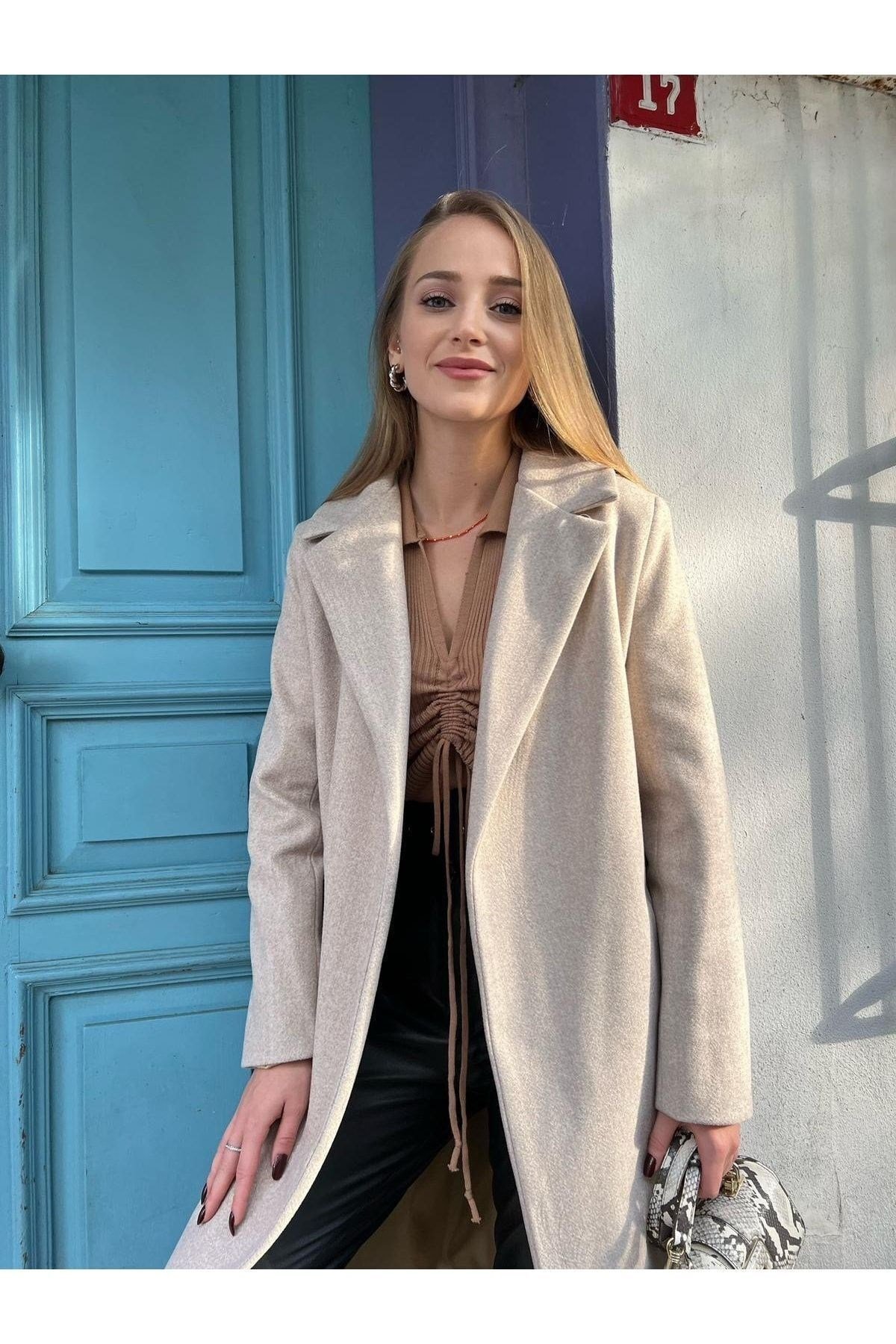 Puella Kuşaklı Kaşe Kaban LQ