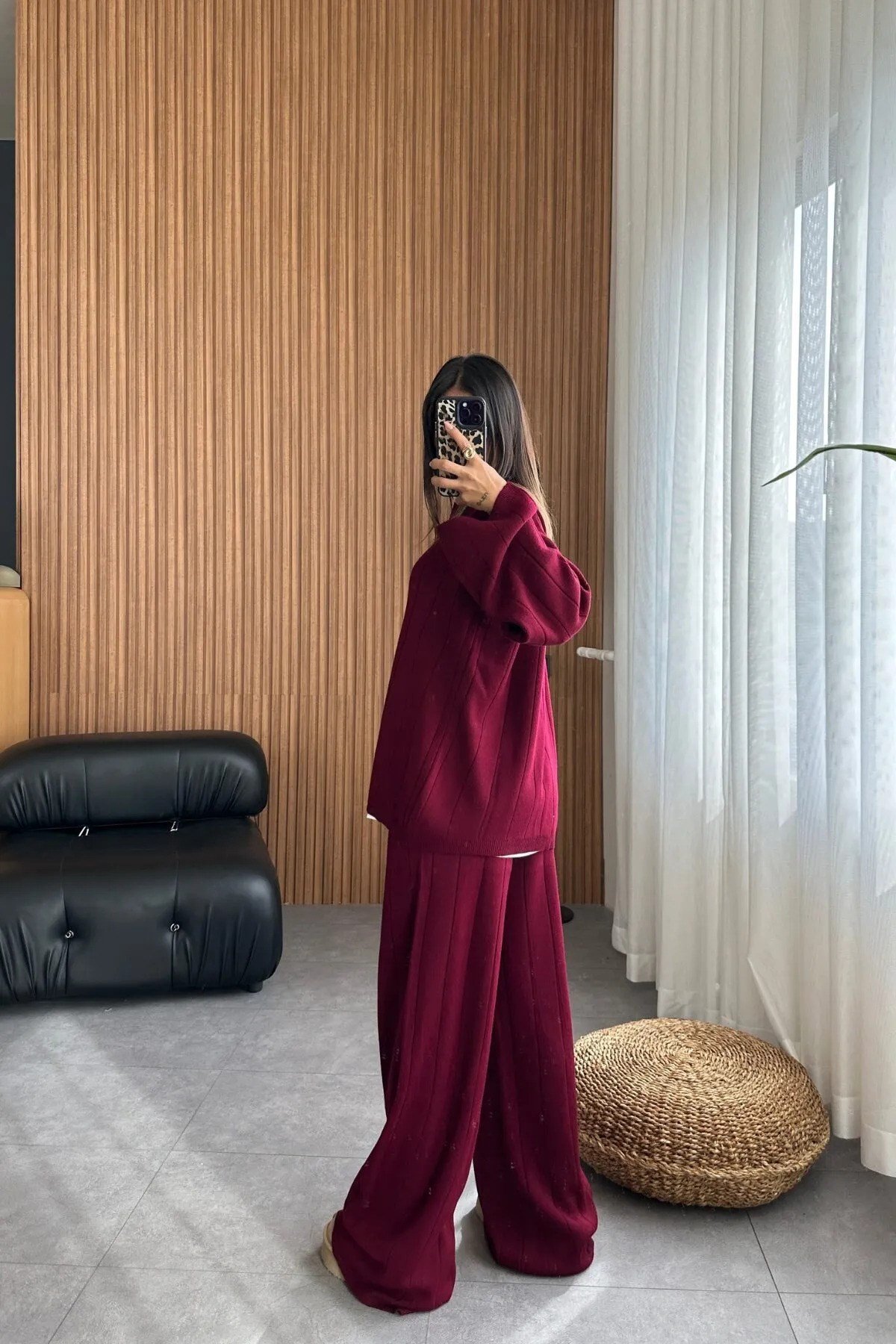 Relax Polo Yaka Bordo Triko Takım